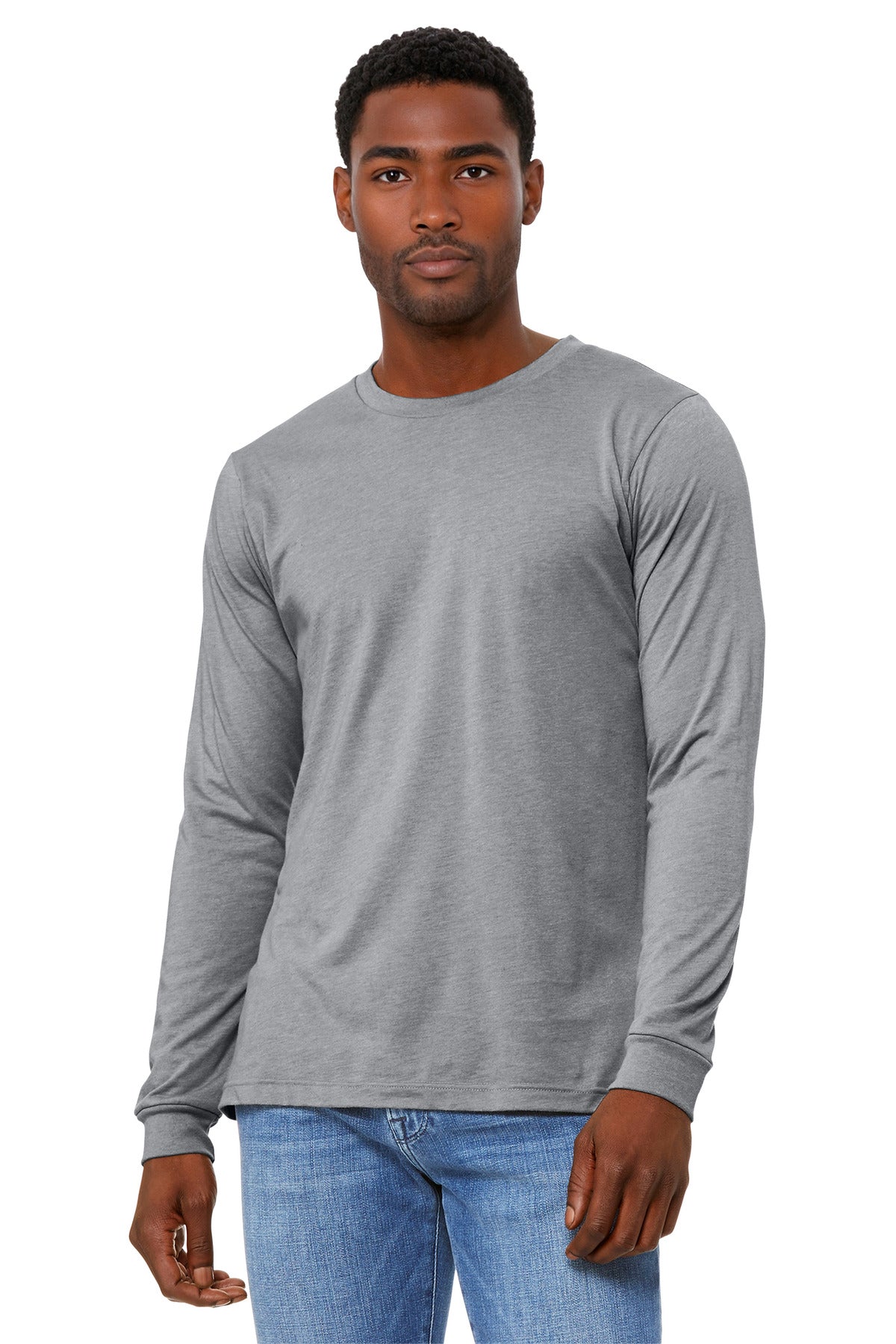 Custom logo BELLA+CANVAS® Unisex Heather CVC Long Sleeve Tee BC3501CVC in Athletic Heather