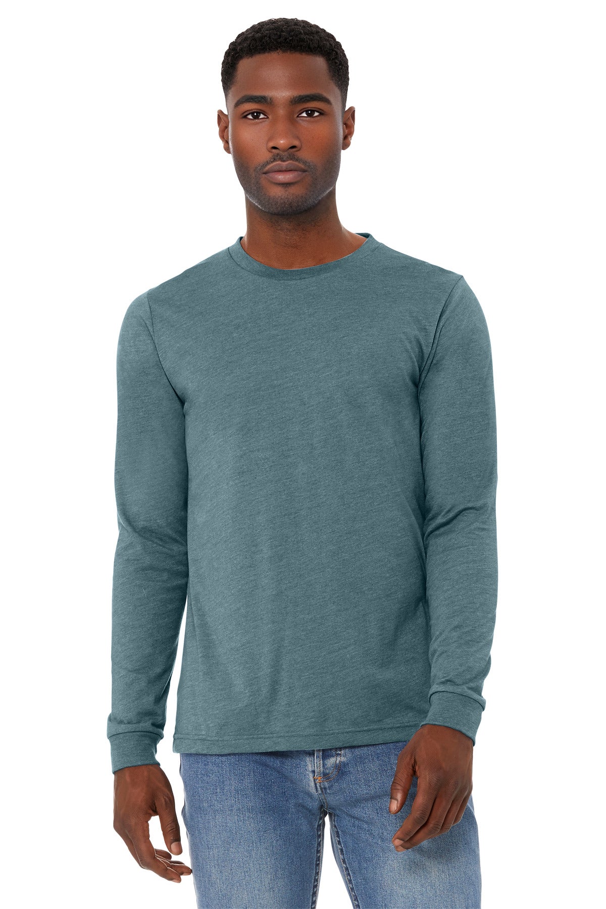 Custom logo BELLA+CANVAS® Unisex Heather CVC Long Sleeve Tee BC3501CVC in Heather Slate