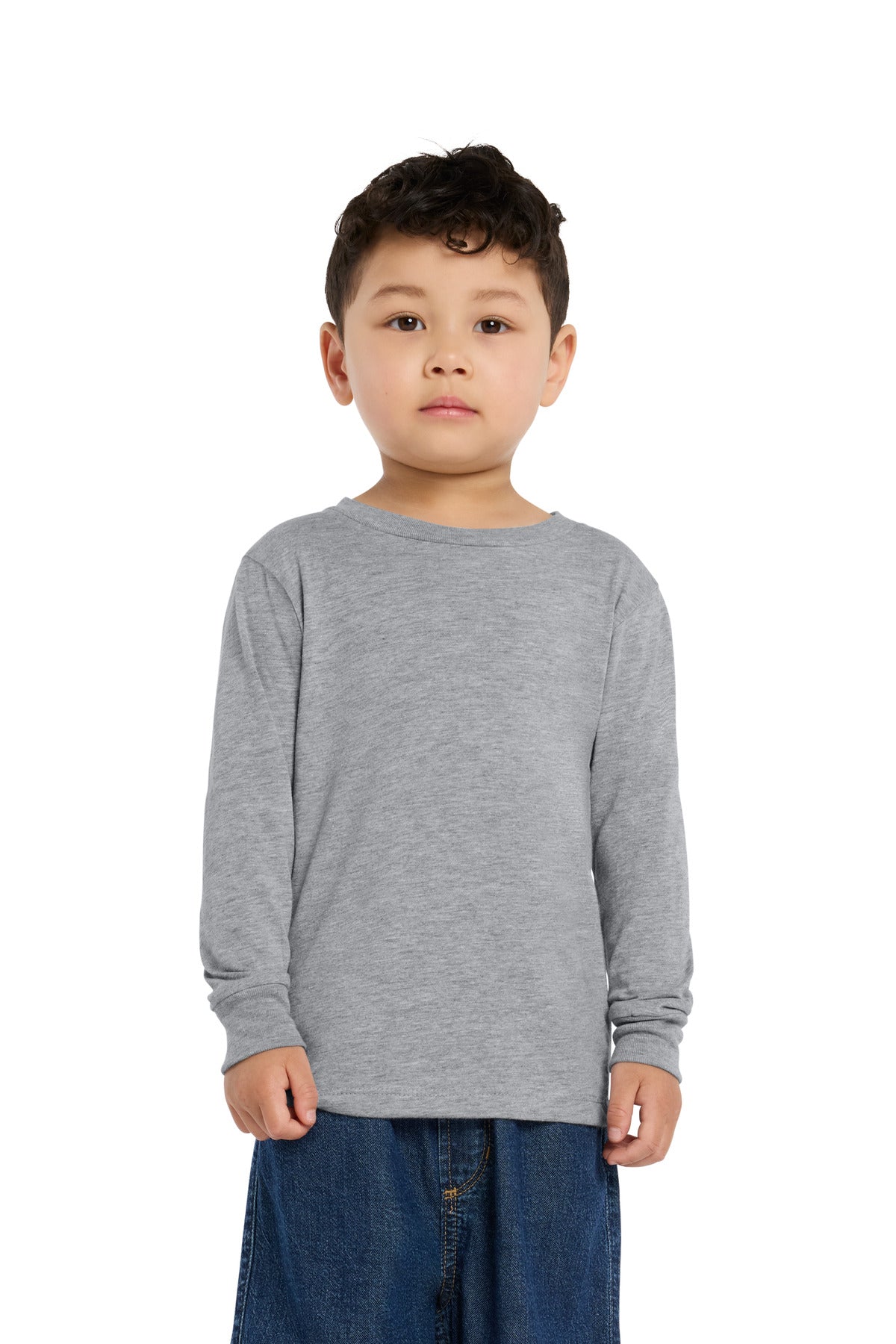 Custom logo BELLA+CANVAS® Toddler Jersey Long Sleeve Tee BC3501T in Athletic Heather