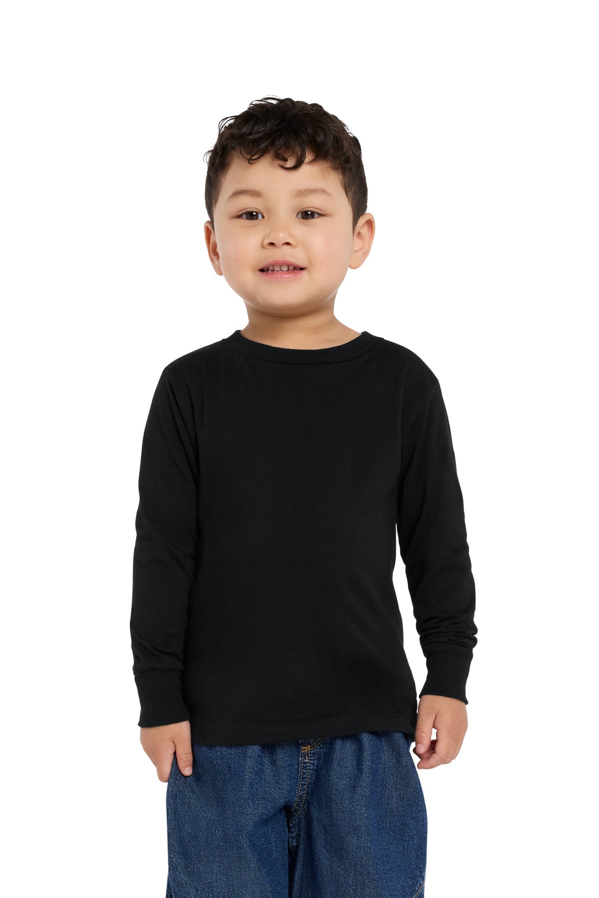 Custom logo BELLA+CANVAS® Toddler Jersey Long Sleeve Tee BC3501T in Black