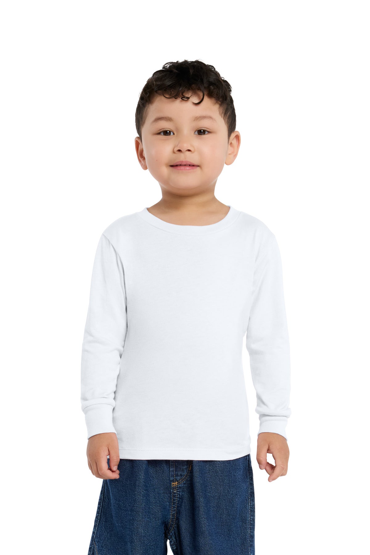 Custom logo BELLA+CANVAS® Toddler Jersey Long Sleeve Tee BC3501T in White