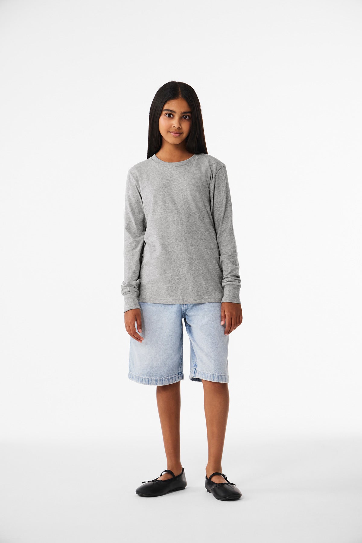 Custom logo BELLA+CANVAS® Youth Heather CVC Long Sleeve Tee BC3501YCVC in Athletic Heather