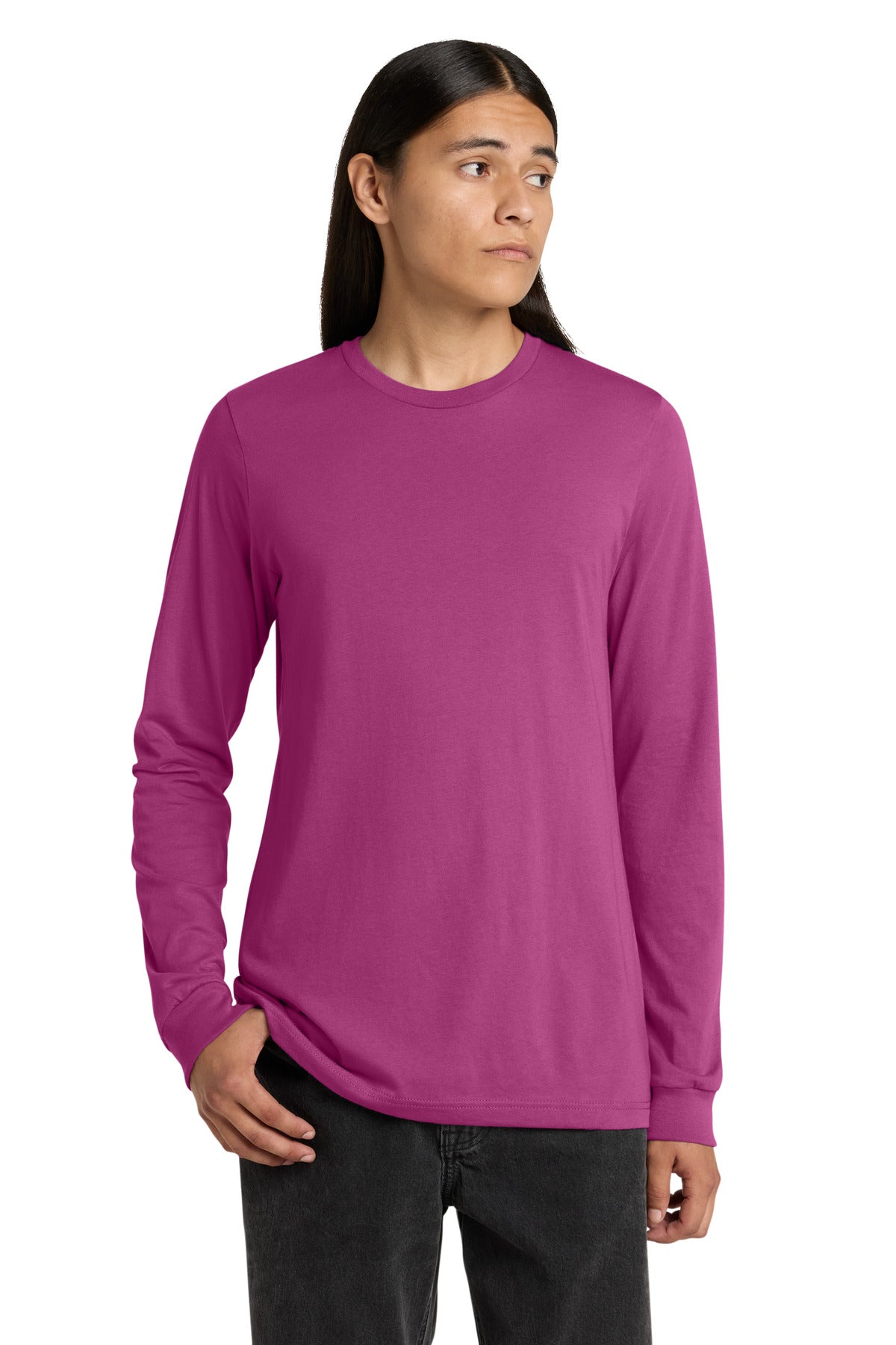 Custom logo BELLA+CANVAS ® Unisex Jersey Long Sleeve Tee. BC3501 in Berry