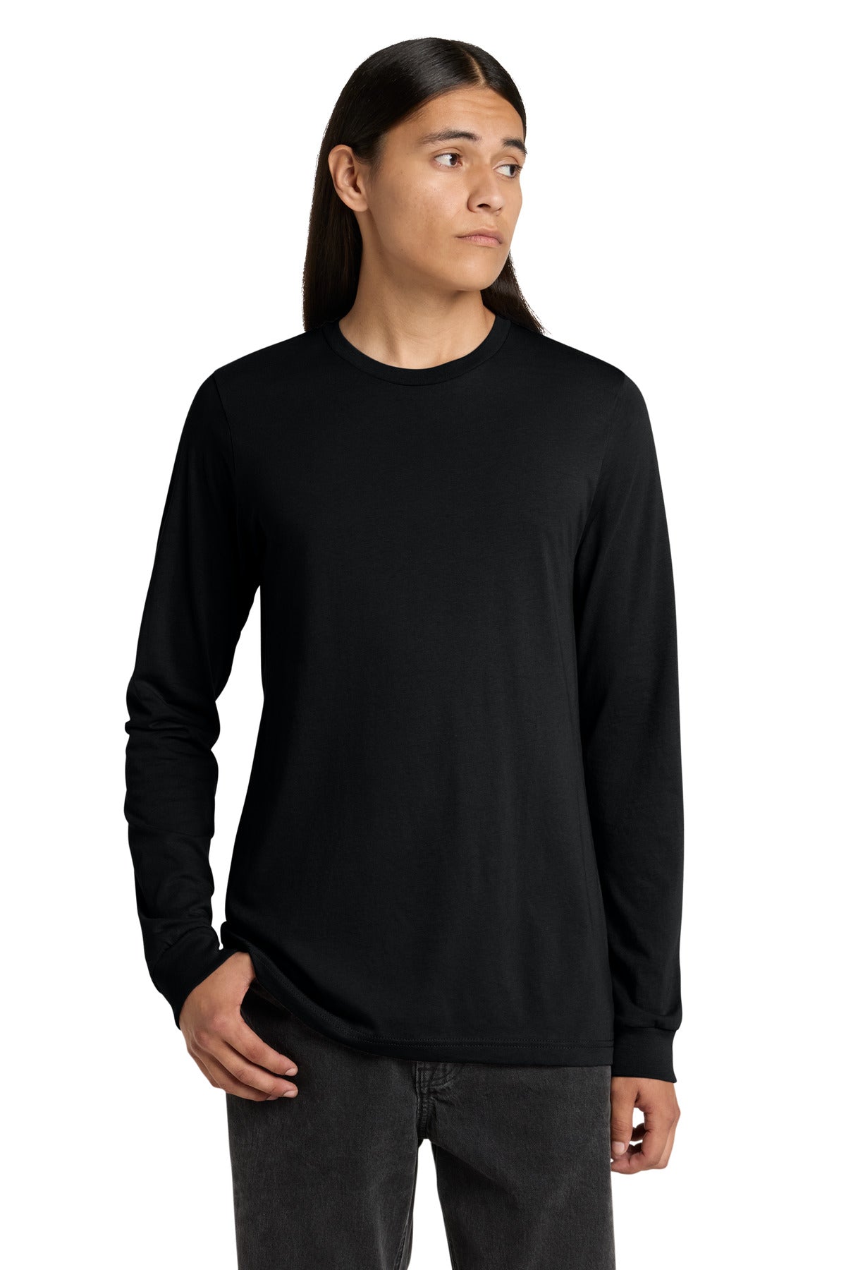 Custom logo BELLA+CANVAS ® Unisex Jersey Long Sleeve Tee. BC3501 in Black