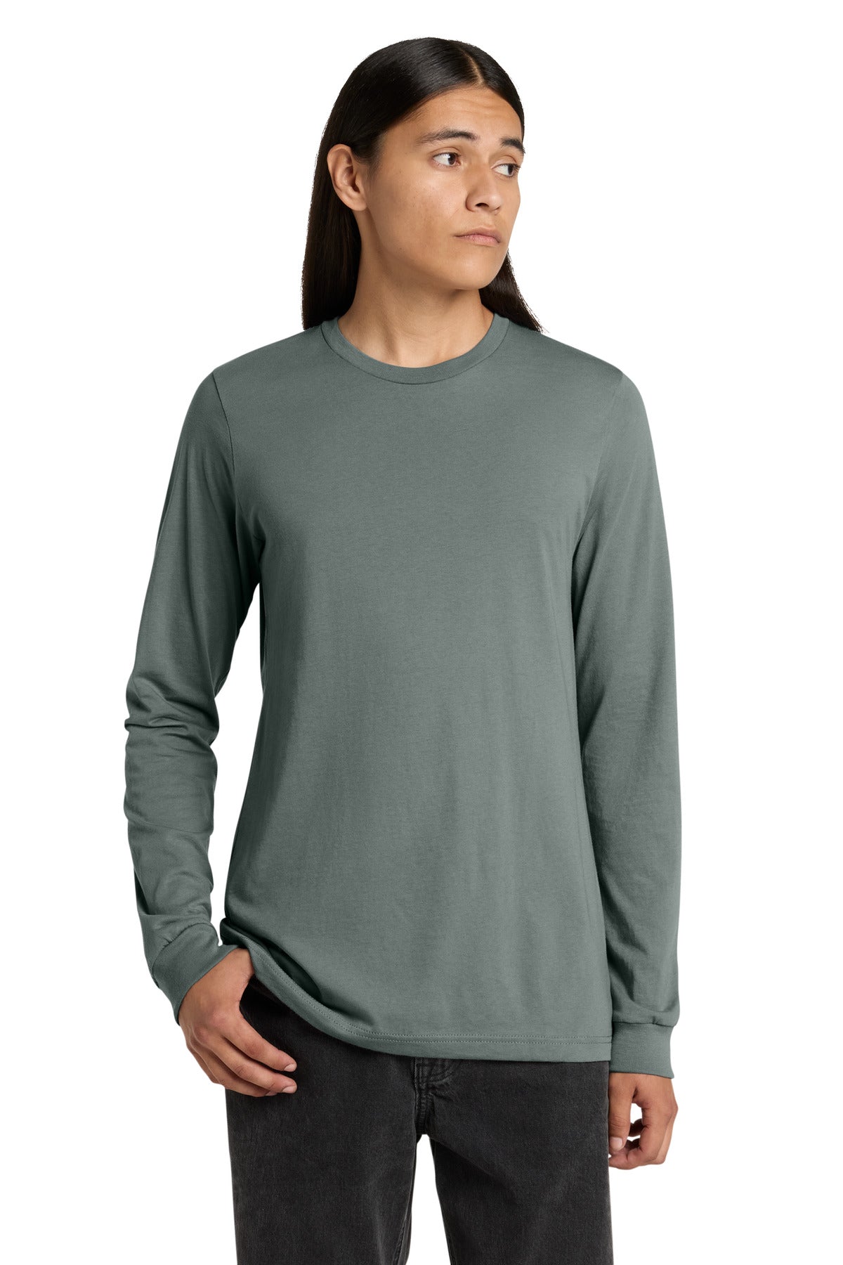 Custom logo BELLA+CANVAS ® Unisex Jersey Long Sleeve Tee. BC3501 in Blue Storm