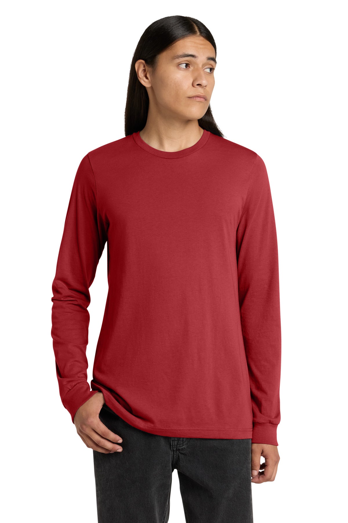Custom logo BELLA+CANVAS ® Unisex Jersey Long Sleeve Tee. BC3501 in Canvas Red