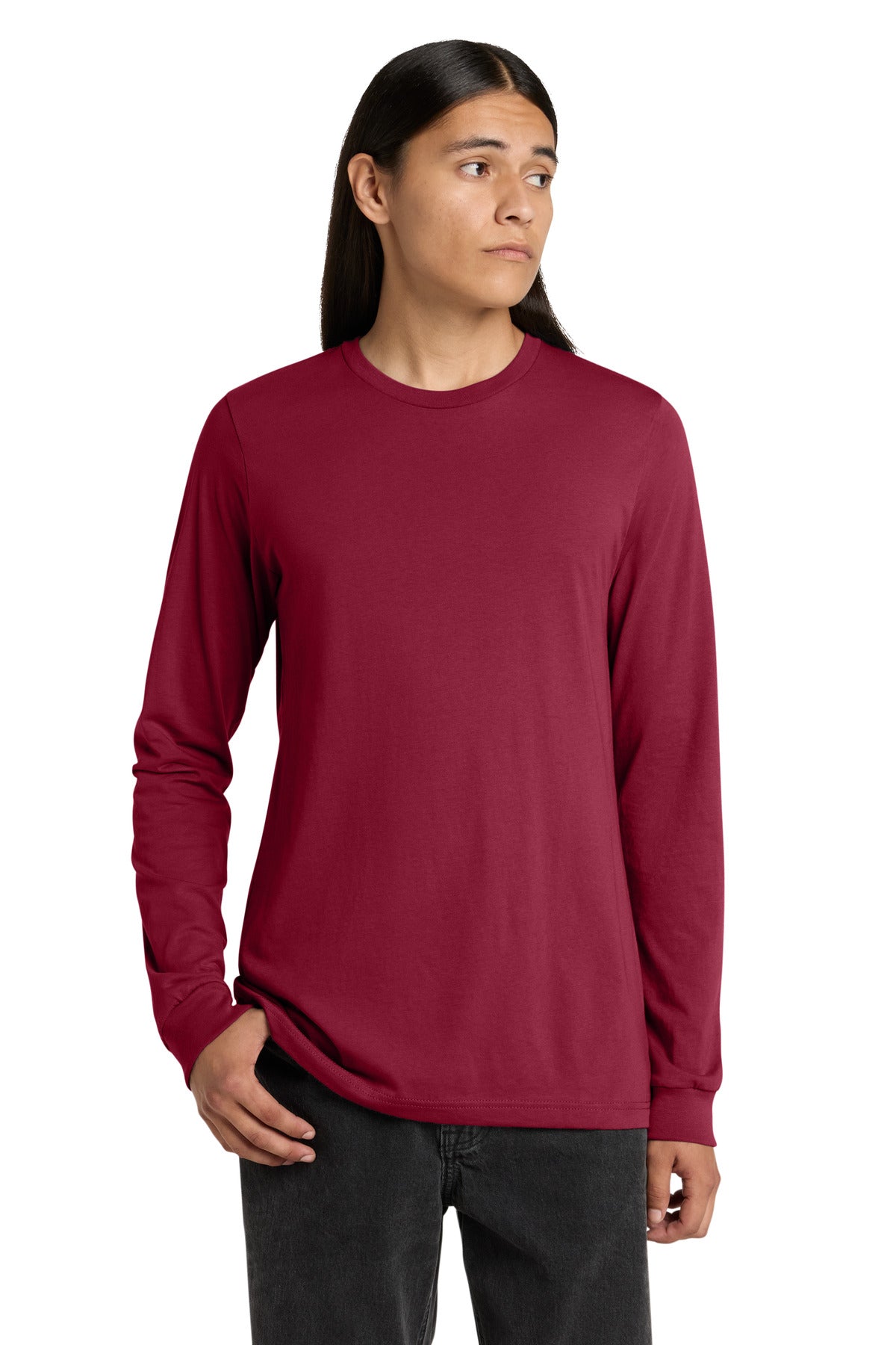 Custom logo BELLA+CANVAS ® Unisex Jersey Long Sleeve Tee. BC3501 in Cardinal