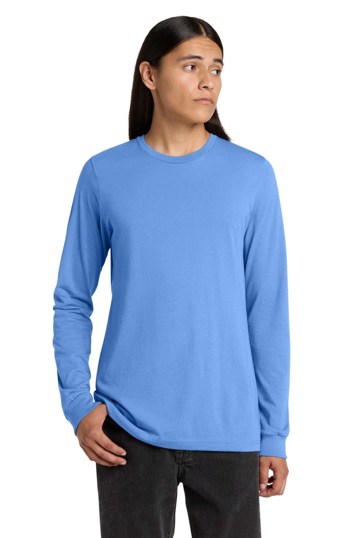 Custom logo BELLA+CANVAS ® Unisex Jersey Long Sleeve Tee. BC3501 in Carolina Blue