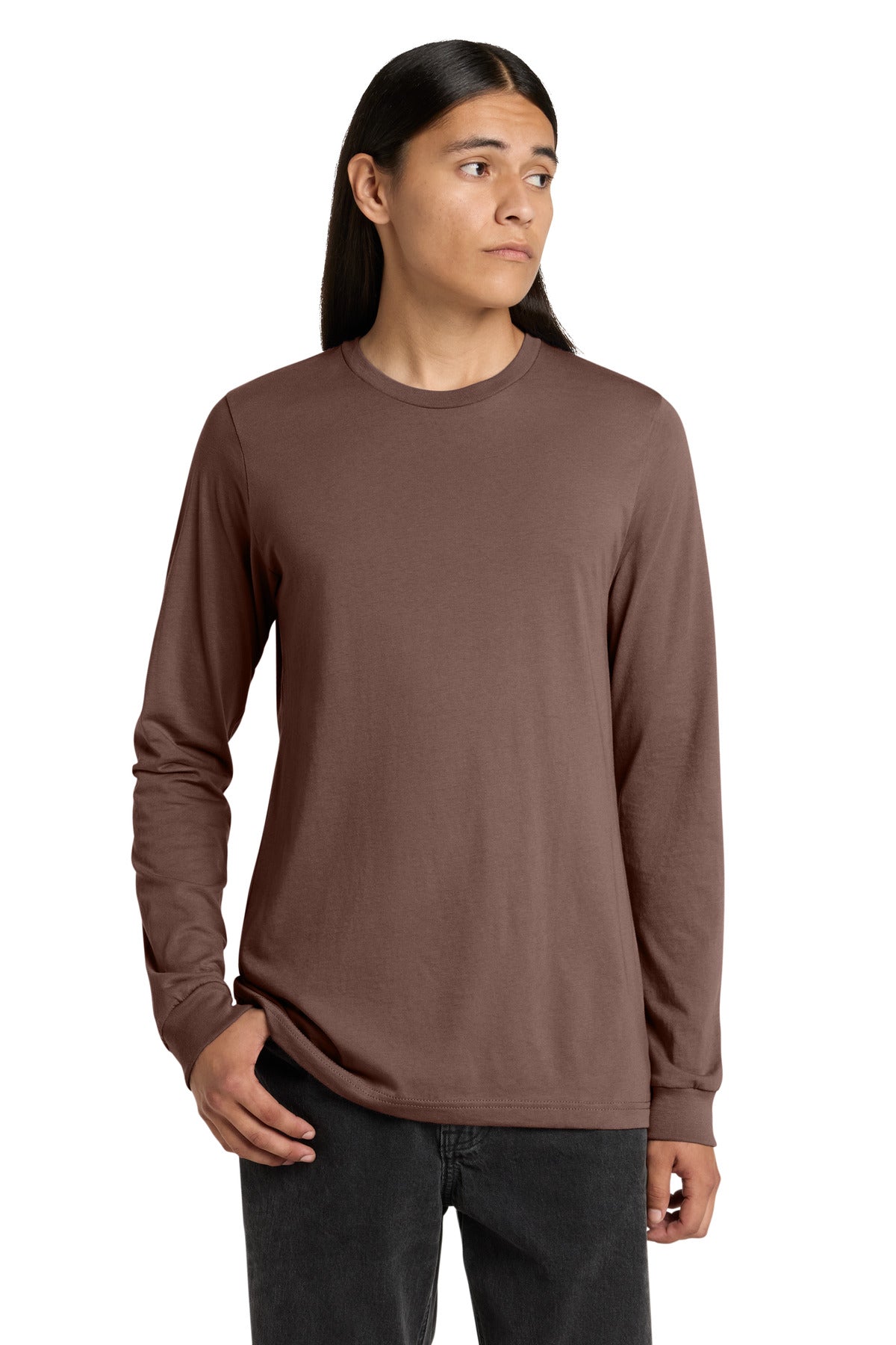 Custom logo BELLA+CANVAS ® Unisex Jersey Long Sleeve Tee. BC3501 in Chestnut