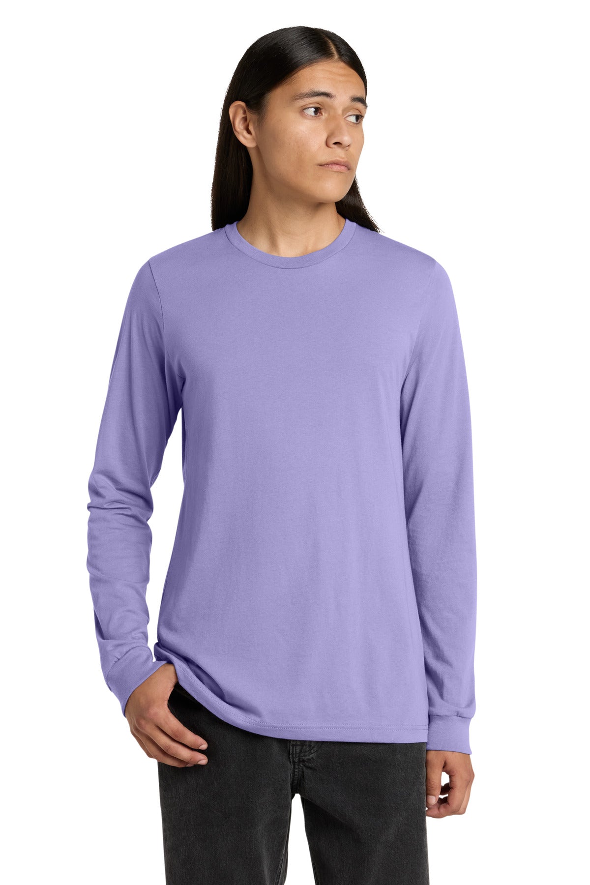 Custom logo BELLA+CANVAS ® Unisex Jersey Long Sleeve Tee. BC3501 in Dark Lavender