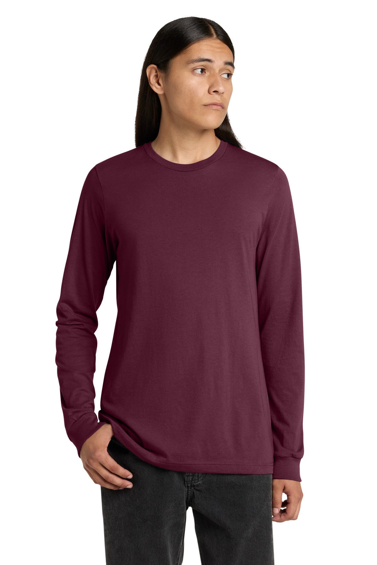 Custom logo BELLA+CANVAS ® Unisex Jersey Long Sleeve Tee. BC3501 in Maroon