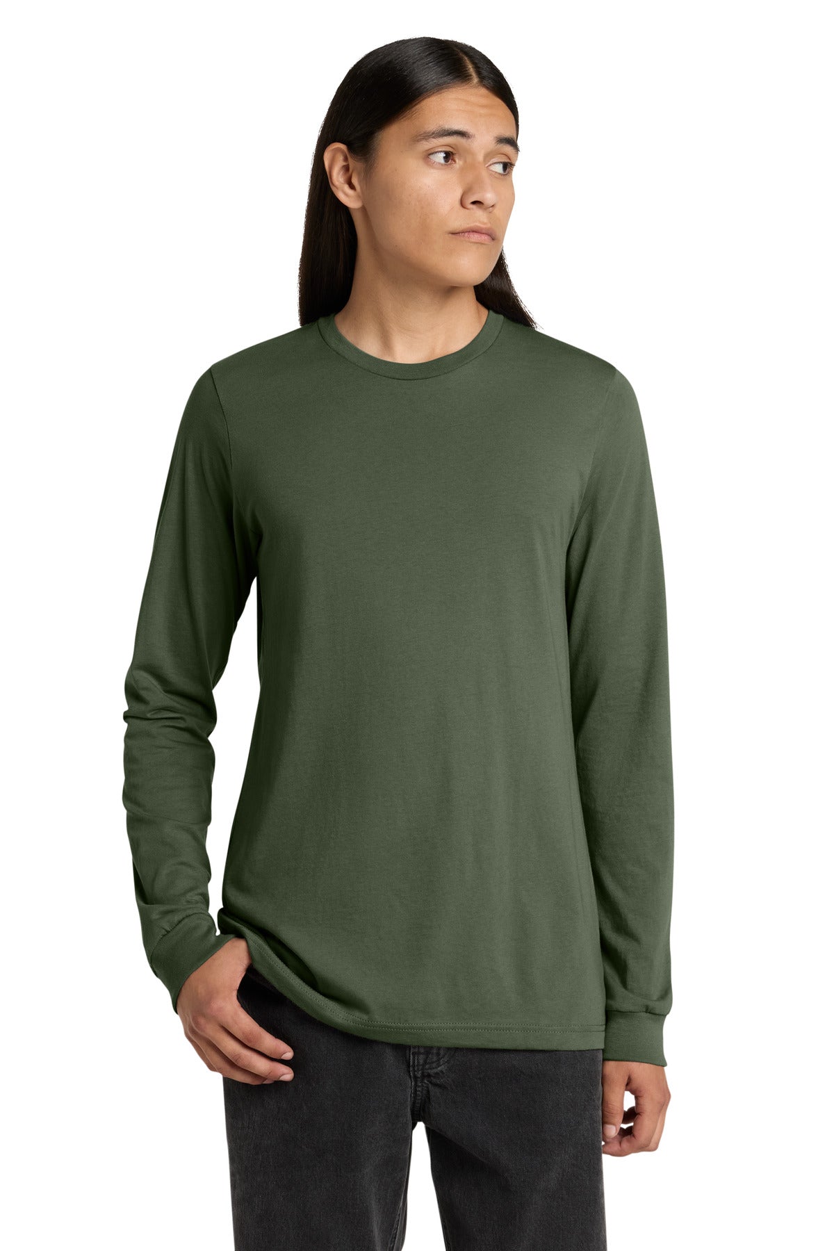 Custom logo BELLA+CANVAS ® Unisex Jersey Long Sleeve Tee. BC3501 in Military Green
