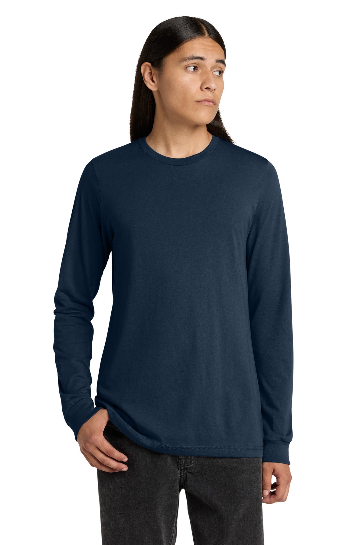 Custom logo BELLA+CANVAS ® Unisex Jersey Long Sleeve Tee. BC3501 in Navy