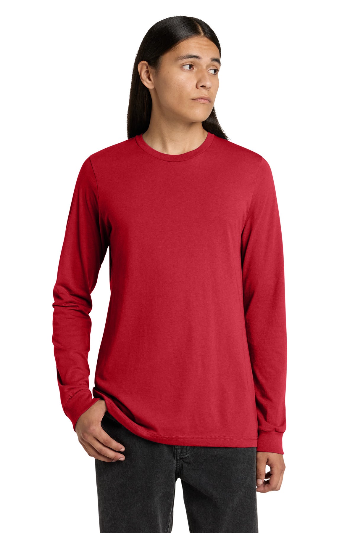 Custom logo BELLA+CANVAS ® Unisex Jersey Long Sleeve Tee. BC3501 in Red
