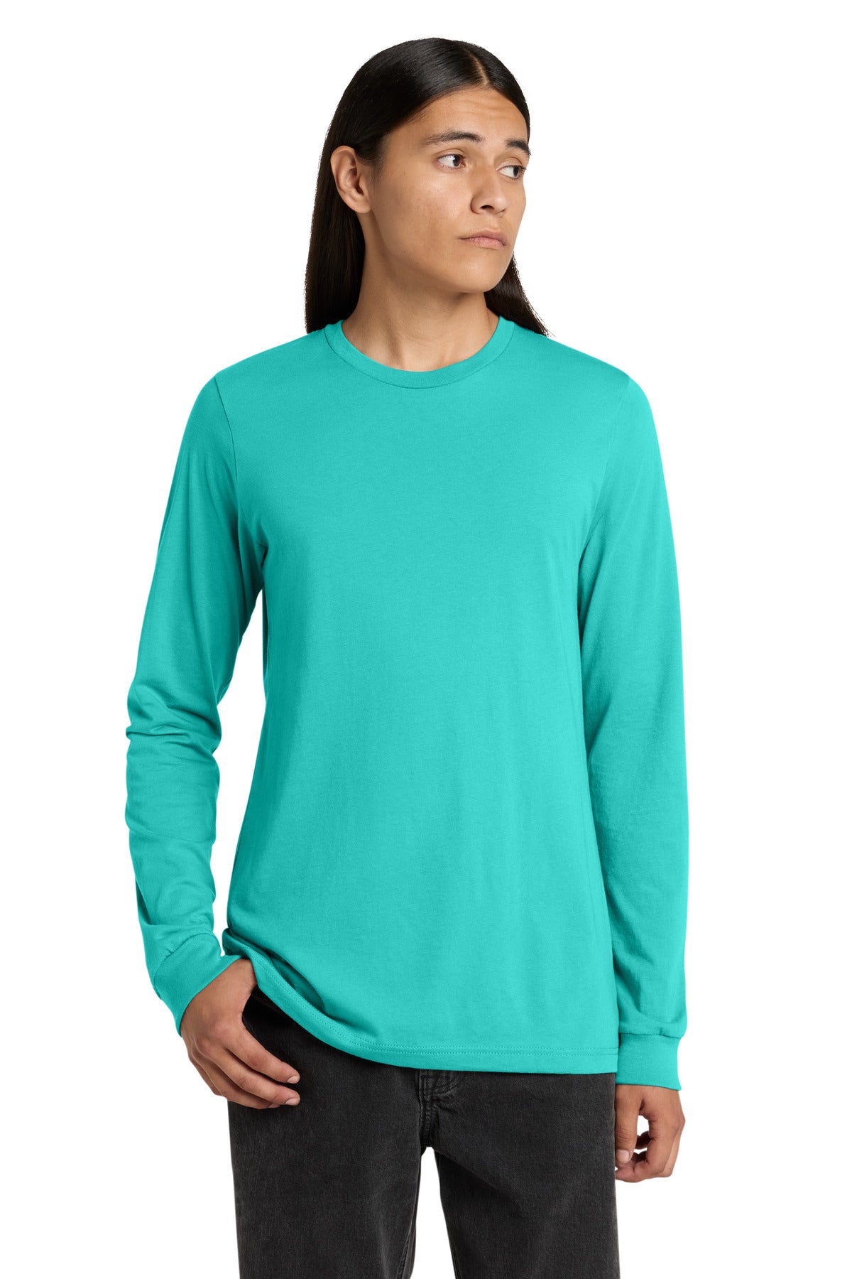 Custom logo BELLA+CANVAS ® Unisex Jersey Long Sleeve Tee. BC3501 in Teal