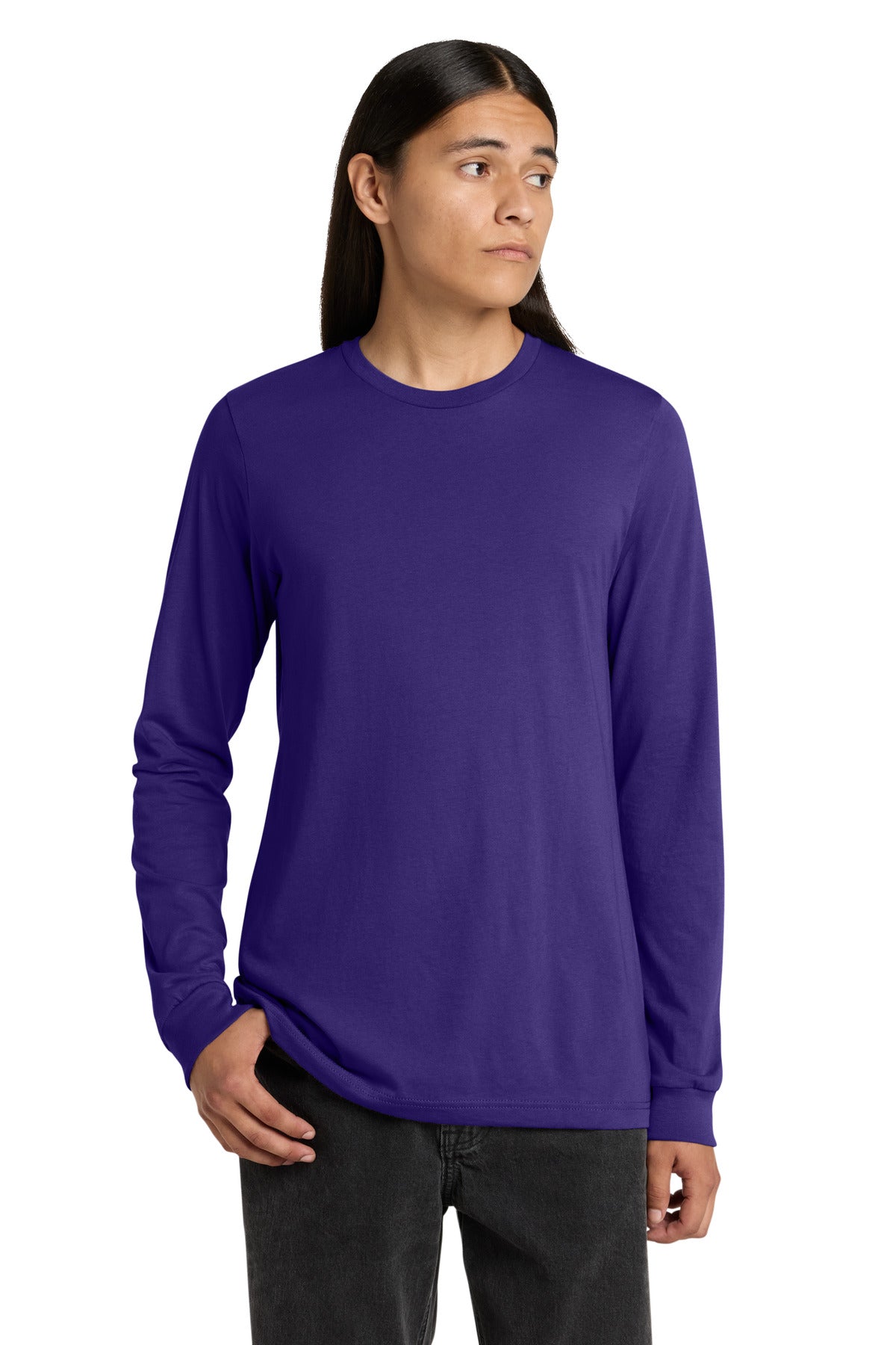 Custom logo BELLA+CANVAS ® Unisex Jersey Long Sleeve Tee. BC3501 in Team Purple