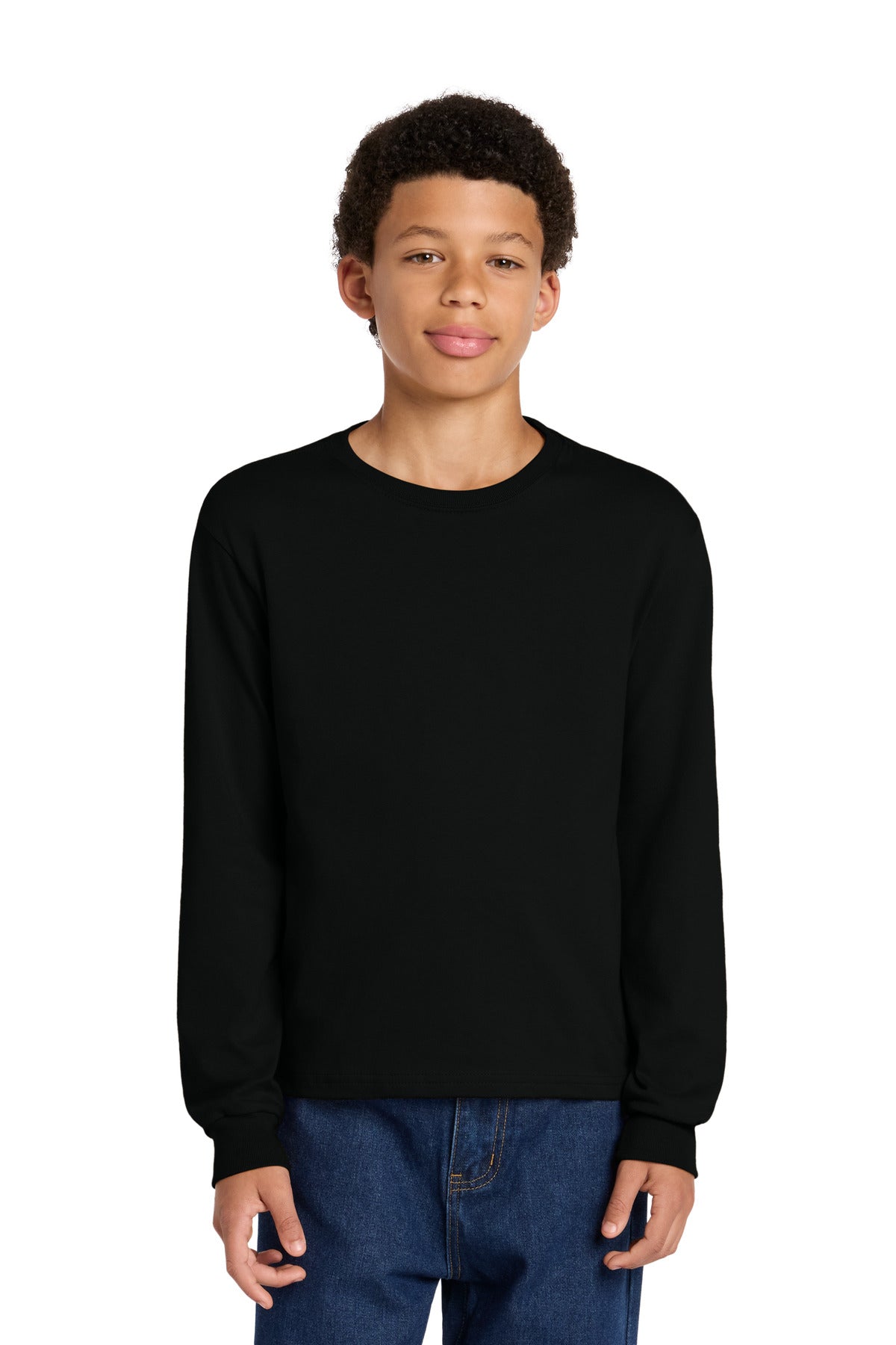Custom logo BELLA+CANVAS® Youth 6-Ounce Heavyweight Long Sleeve Tee BC3511Y in Black