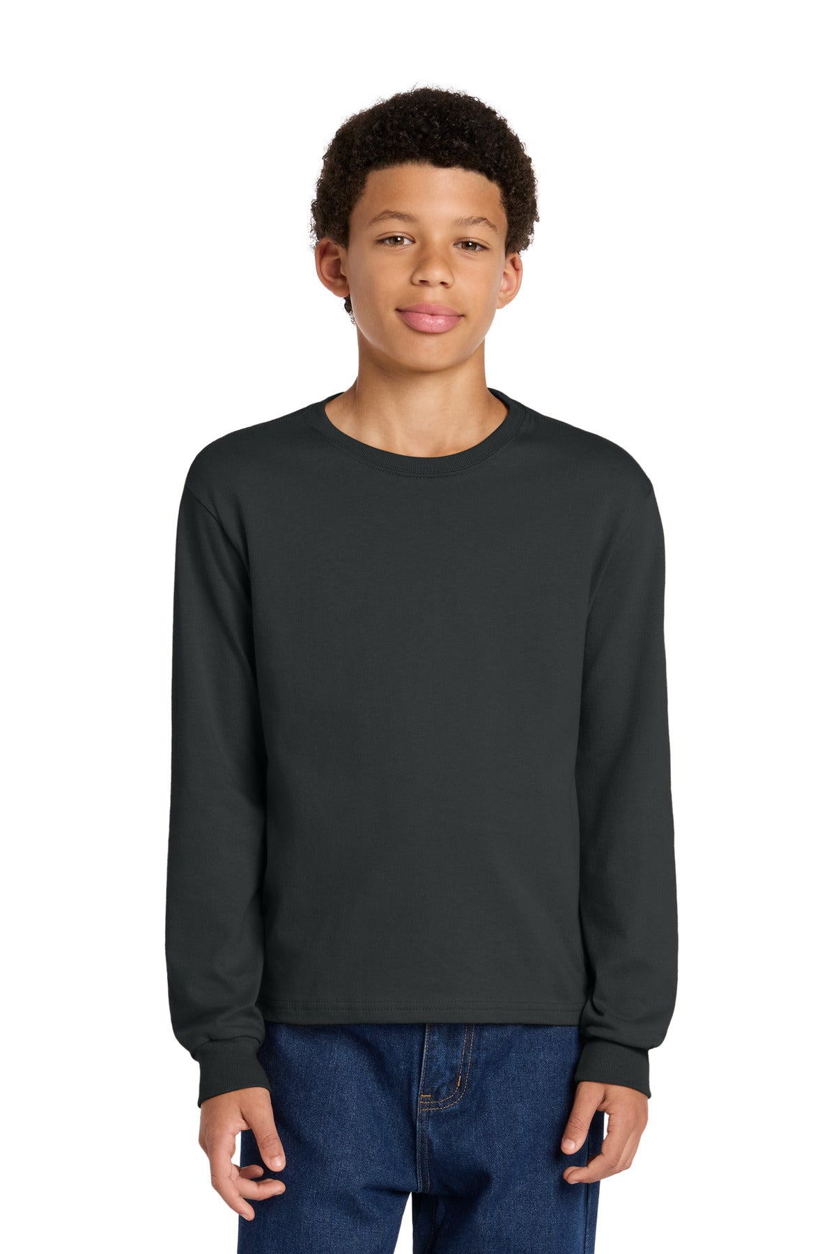 Custom logo BELLA+CANVAS® Youth 6-Ounce Heavyweight Long Sleeve Tee BC3511Y in Dark Grey