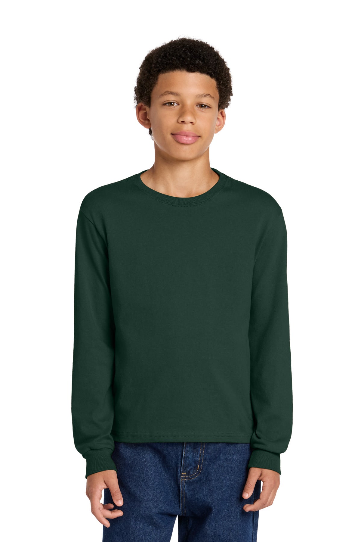 Custom logo BELLA+CANVAS® Youth 6-Ounce Heavyweight Long Sleeve Tee BC3511Y in Forest
