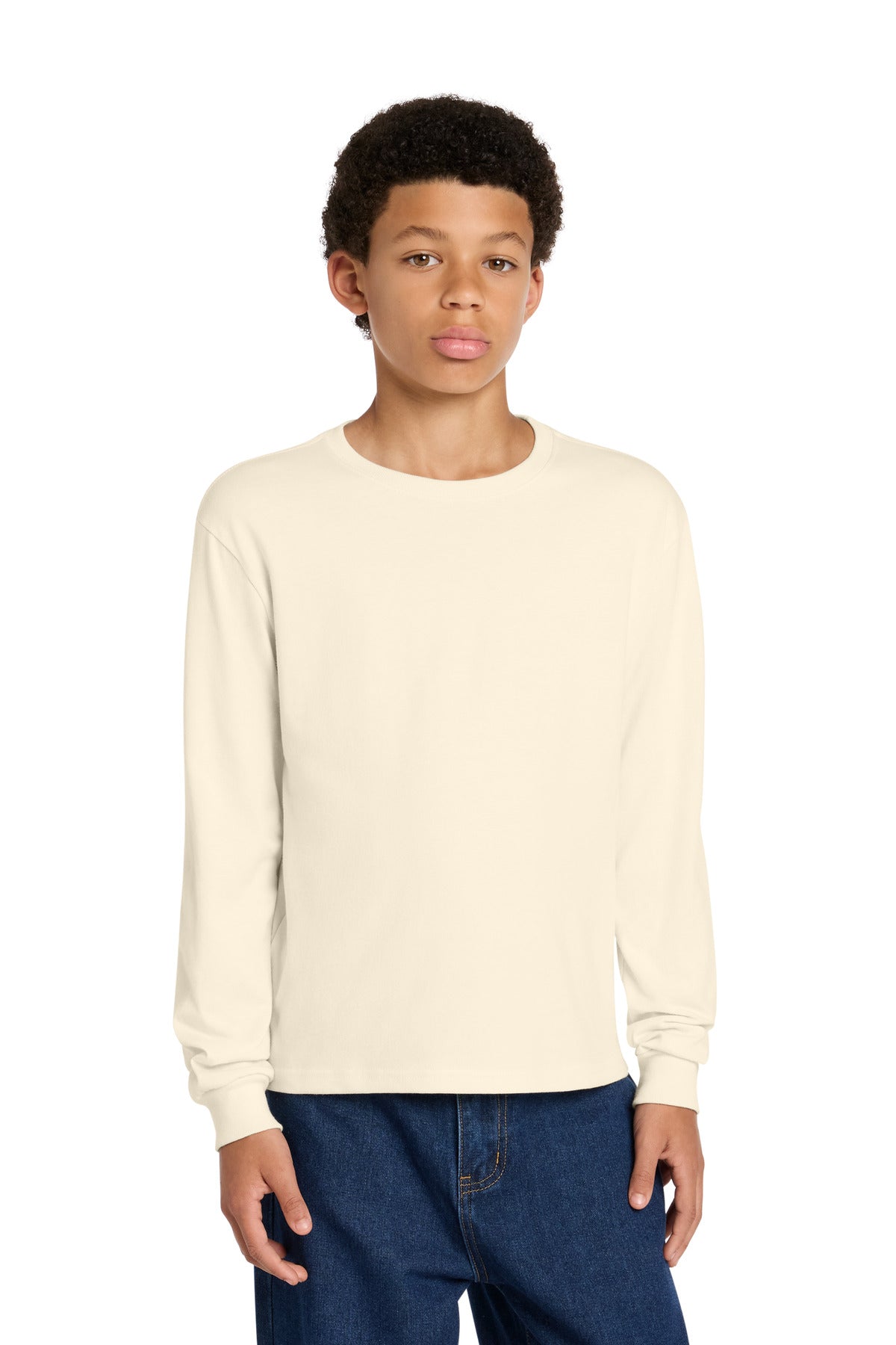 Custom logo BELLA+CANVAS® Youth 6-Ounce Heavyweight Long Sleeve Tee BC3511Y in Natural