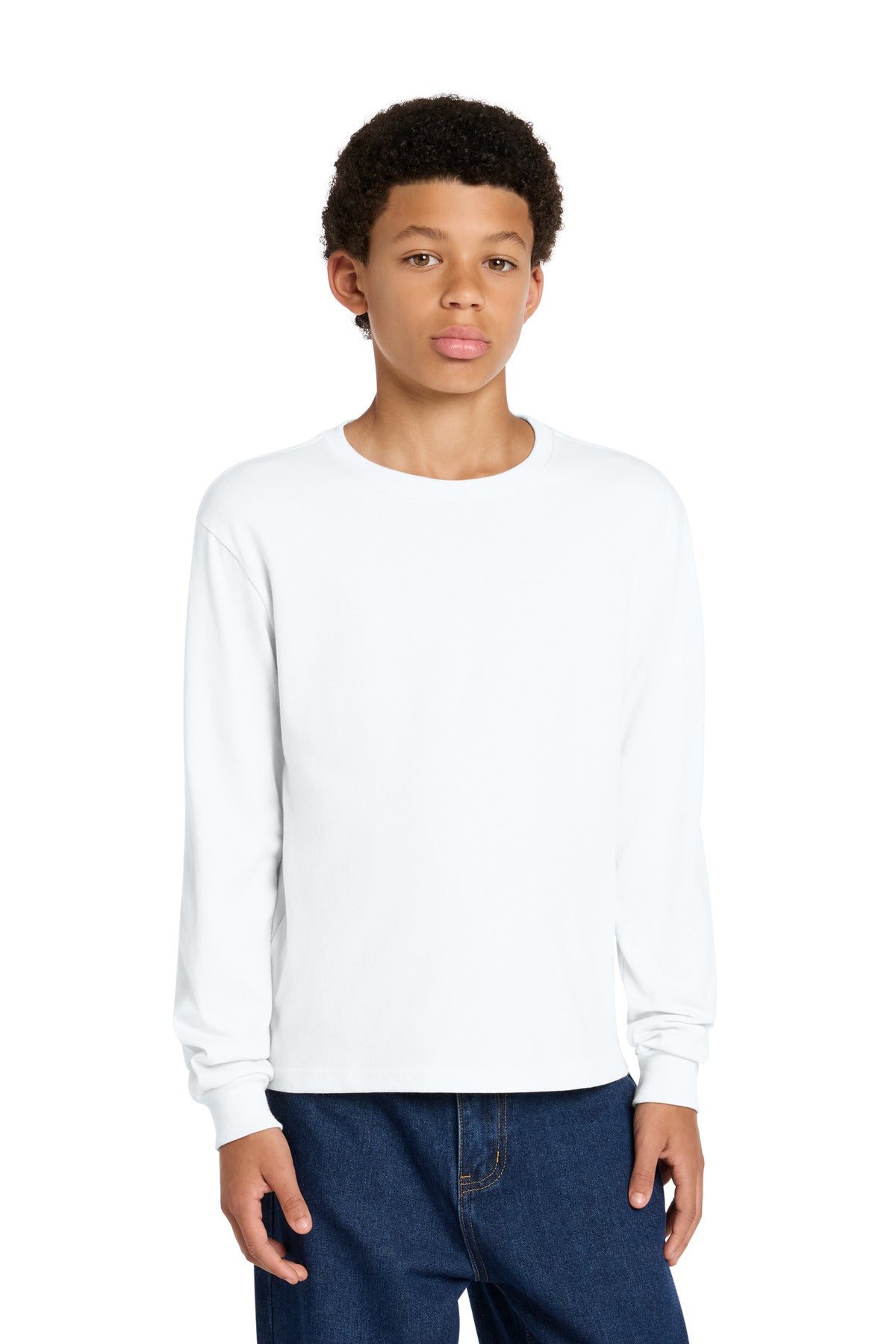 Custom logo BELLA+CANVAS® Youth 6-Ounce Heavyweight Long Sleeve Tee BC3511Y in White
