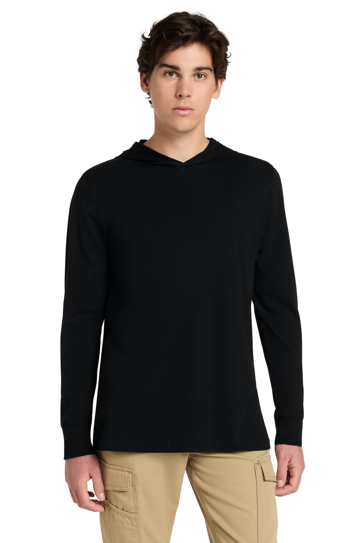 Custom logo BELLA+CANVAS ® Unisex Jersey Long Sleeve Hoodie. BC3512 in Black