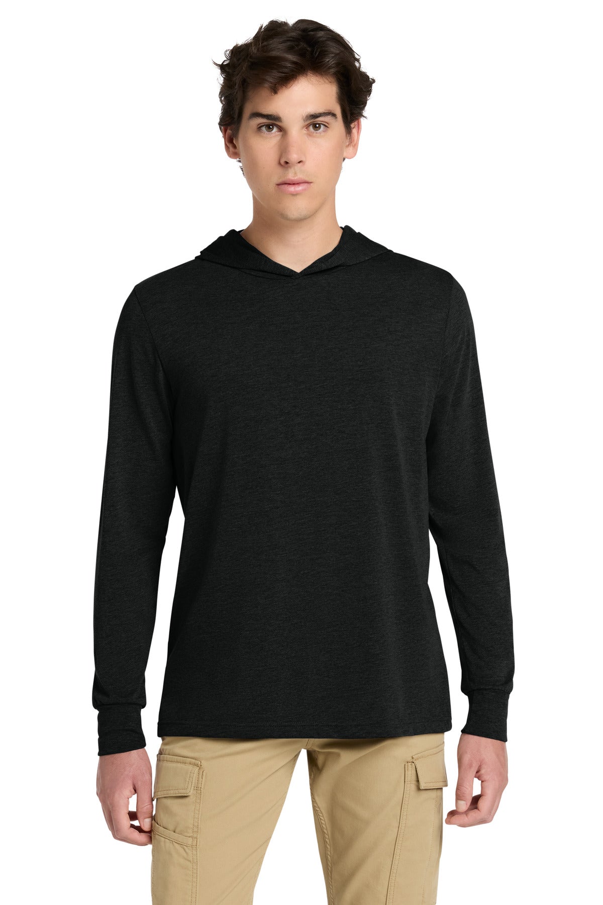 Custom logo BELLA+CANVAS ® Unisex Jersey Long Sleeve Hoodie. BC3512 in Charcoal-Black Triblend