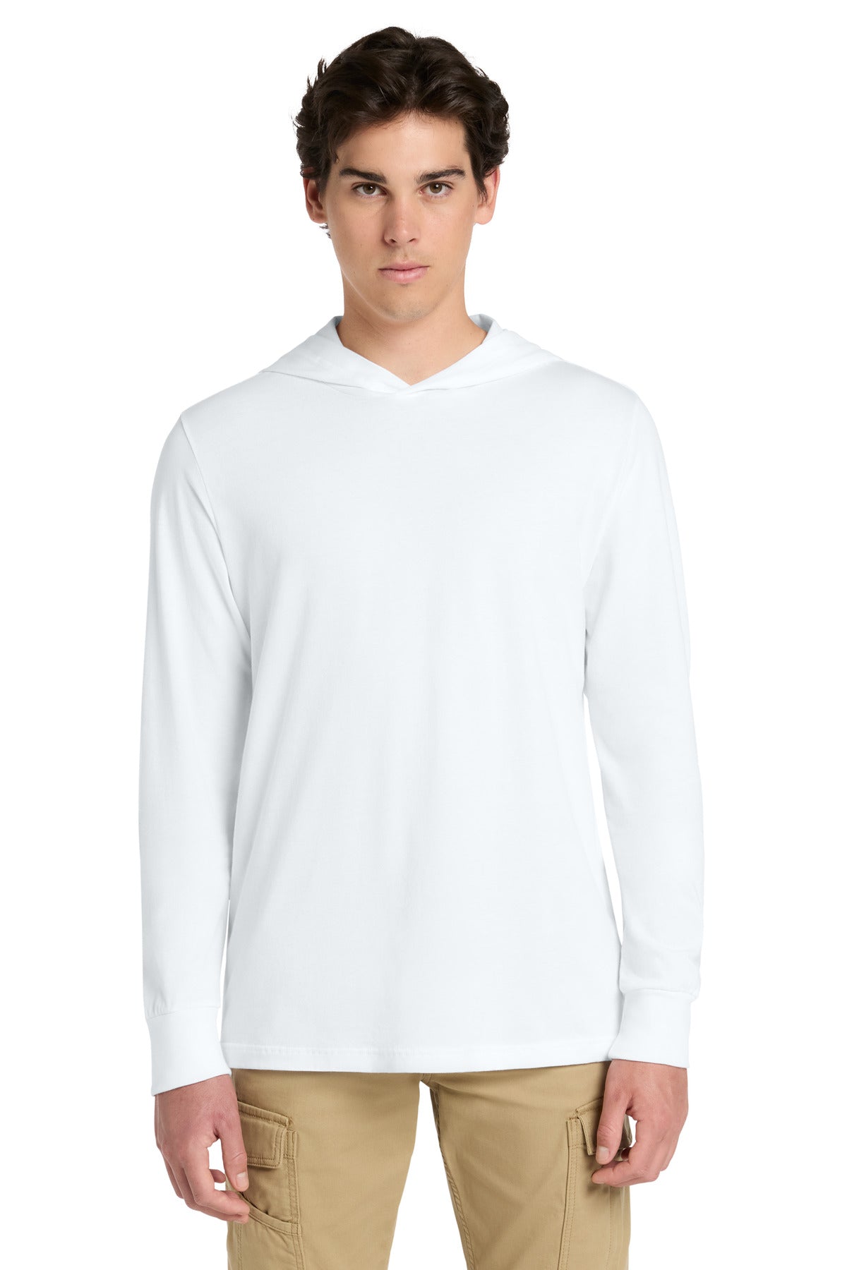 Custom logo BELLA+CANVAS ® Unisex Jersey Long Sleeve Hoodie. BC3512 in White