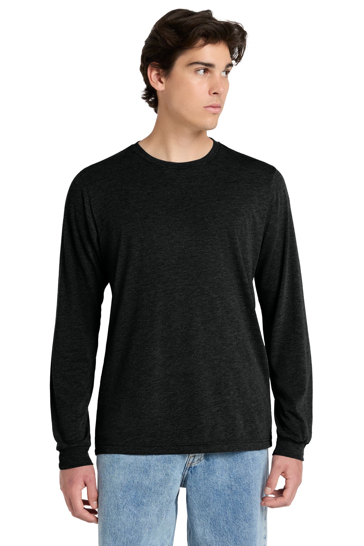 Custom logo BELLA+CANVAS® Unisex Triblend Long Sleeve Tee BC3513 in Black Heather Triblend