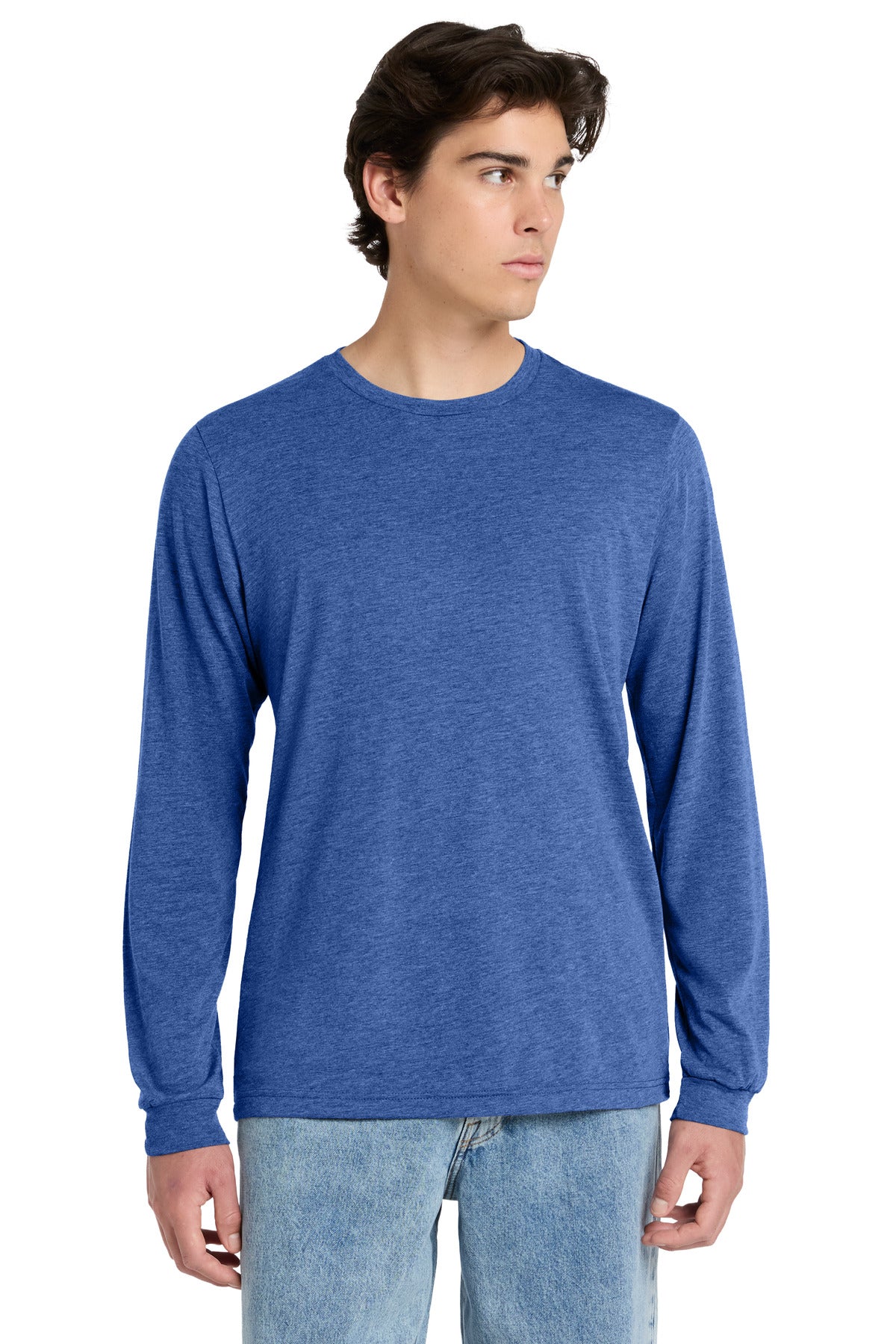 Custom logo BELLA+CANVAS® Unisex Triblend Long Sleeve Tee BC3513 in Blue Triblend