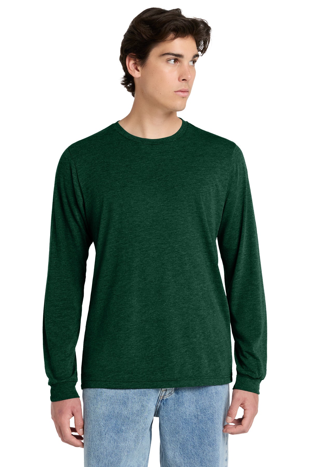 Custom logo BELLA+CANVAS® Unisex Triblend Long Sleeve Tee BC3513 in Emerald Triblend