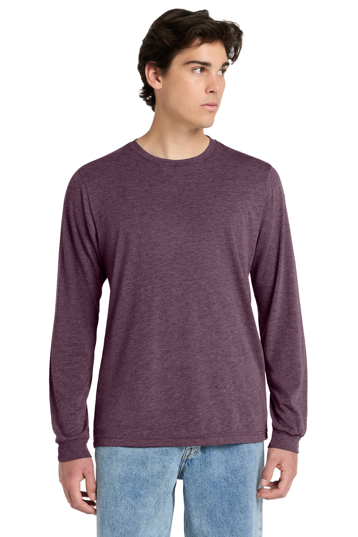 Custom logo BELLA+CANVAS® Unisex Triblend Long Sleeve Tee BC3513 in Maroon Triblend