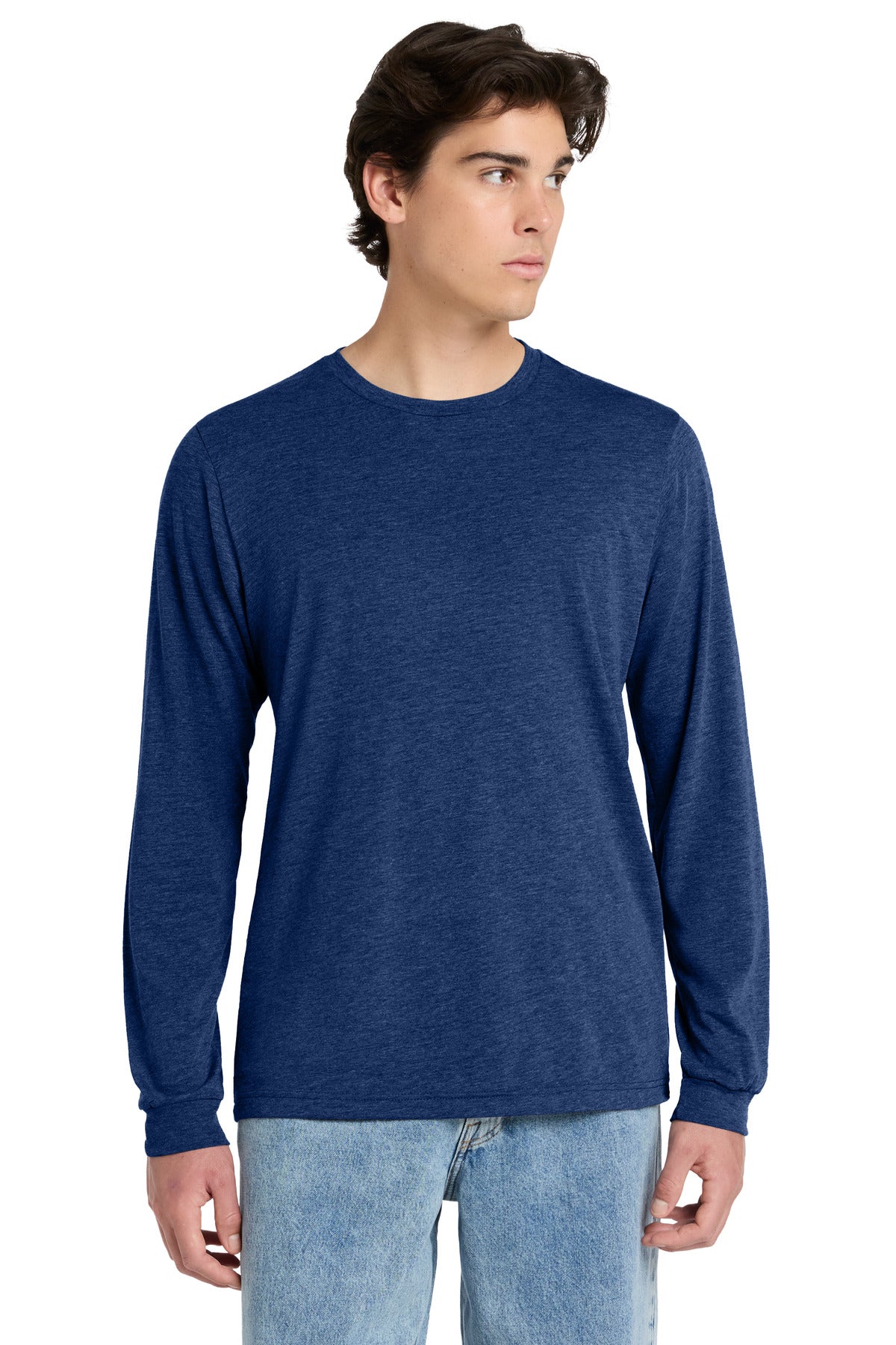 Custom logo BELLA+CANVAS® Unisex Triblend Long Sleeve Tee BC3513 in Navy Triblend