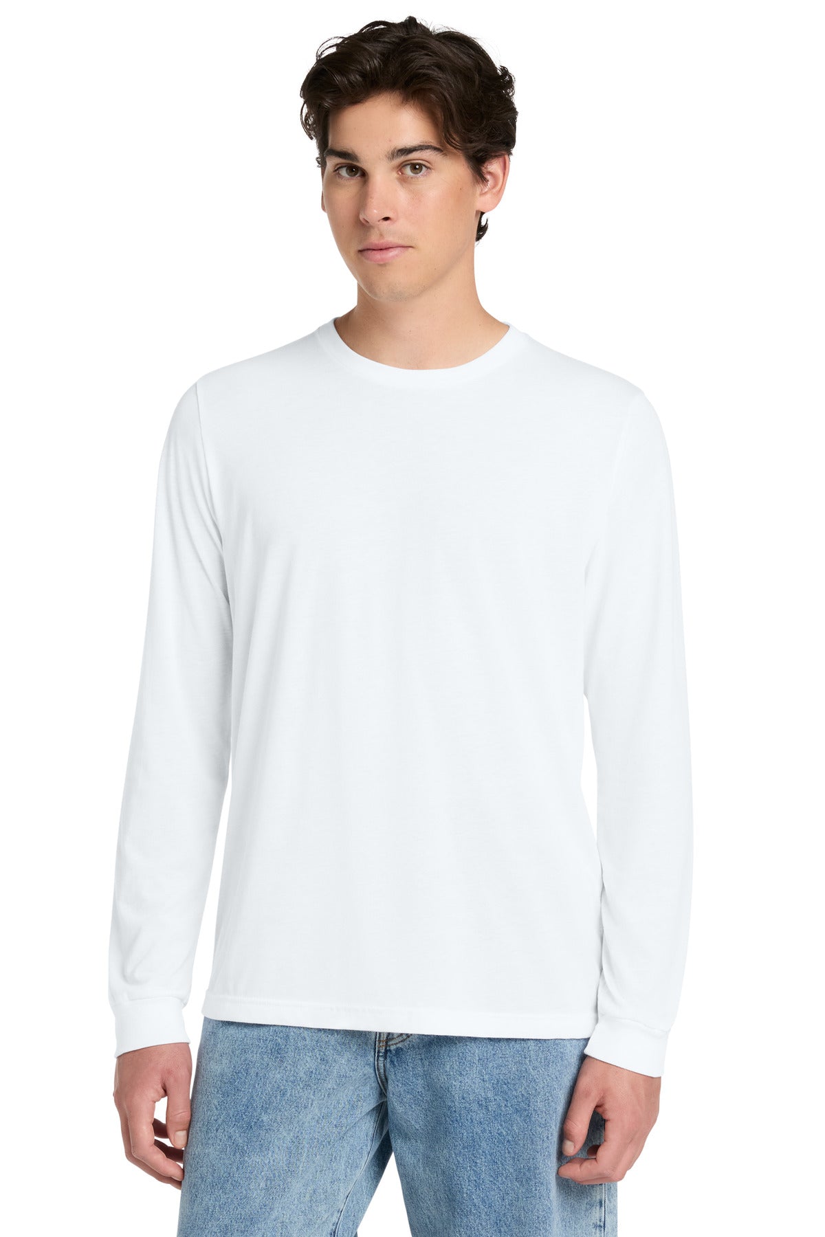 Custom logo BELLA+CANVAS® Unisex Triblend Long Sleeve Tee BC3513 in Solid White Triblend
