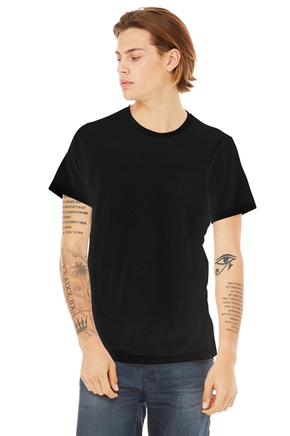 Custom logo BELLA+CANVAS ® Unisex Poly-Cotton Short Sleeve Tee. BC3650 in Black