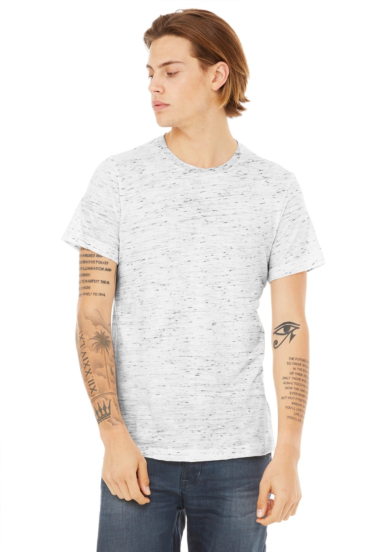 Custom logo BELLA+CANVAS ® Unisex Poly-Cotton Short Sleeve Tee. BC3650 in White Marble