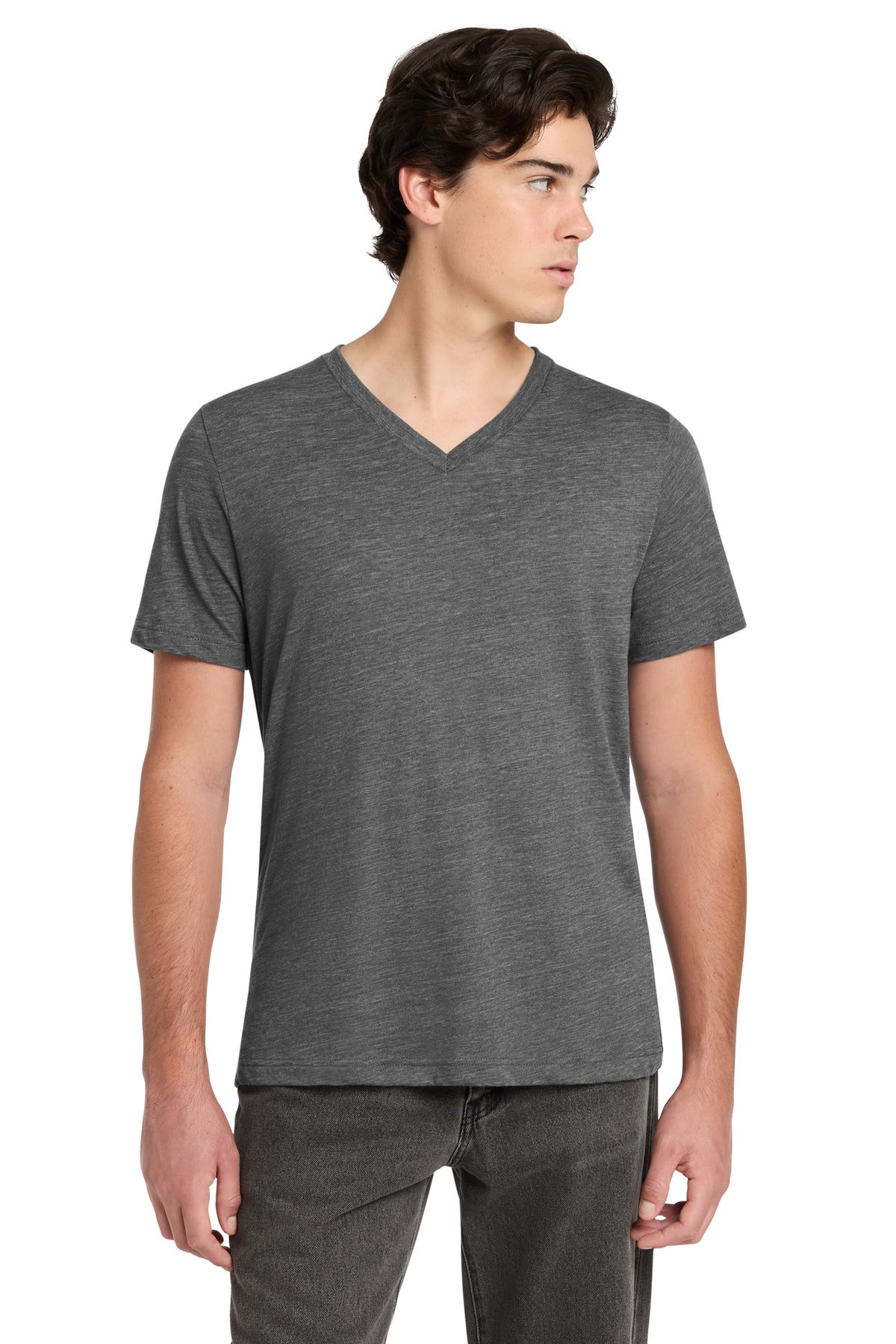 Custom logo BELLA+CANVAS® Unisex Textured Jersey V-Neck Tee BC3655 in Asphalt Slub