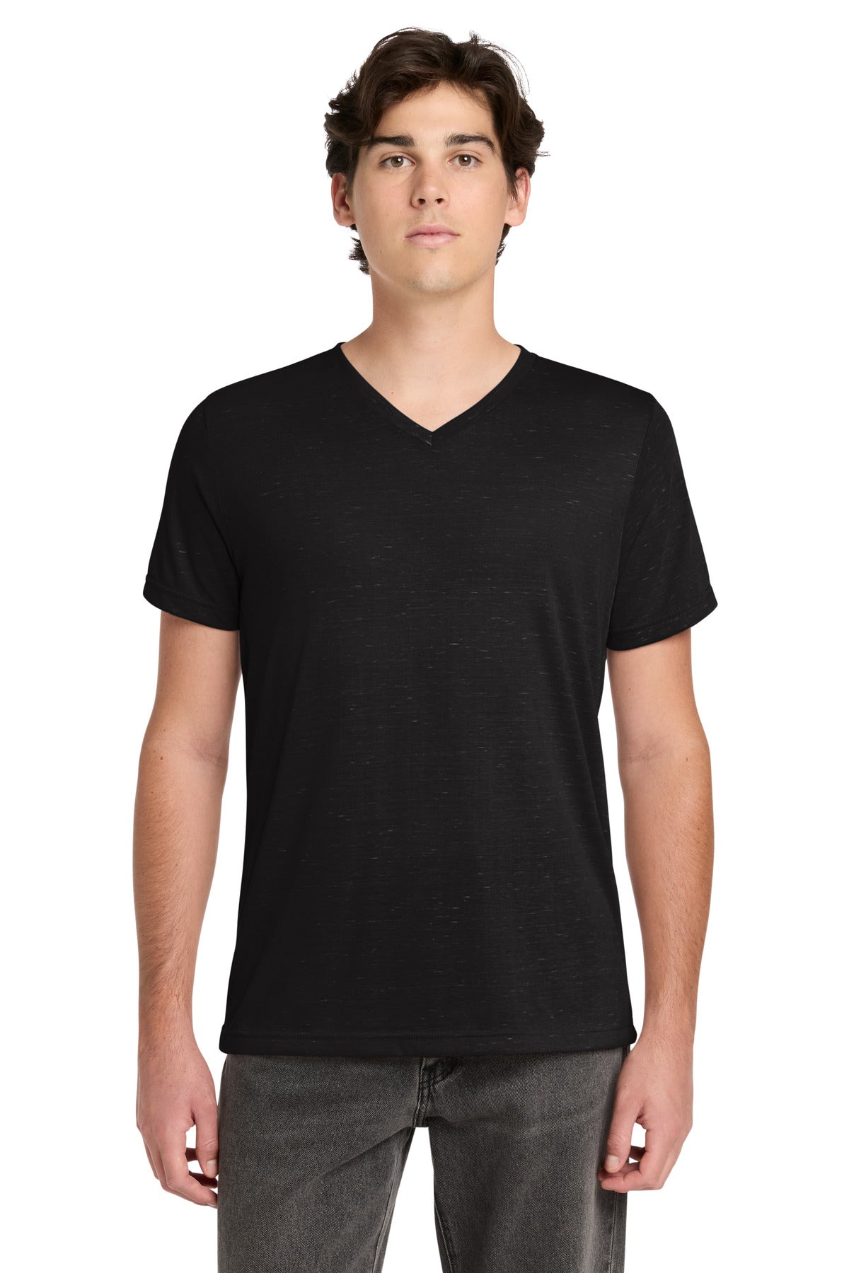 Custom logo BELLA+CANVAS® Unisex Textured Jersey V-Neck Tee BC3655 in Black Marble