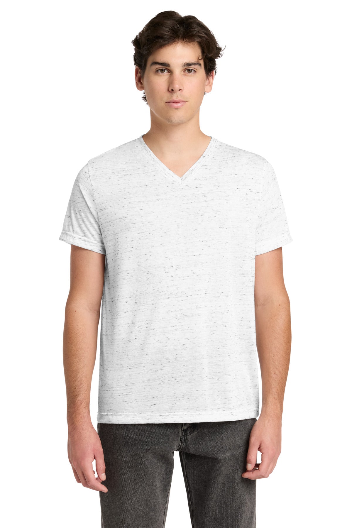 Custom logo BELLA+CANVAS® Unisex Textured Jersey V-Neck Tee BC3655 in White Marble