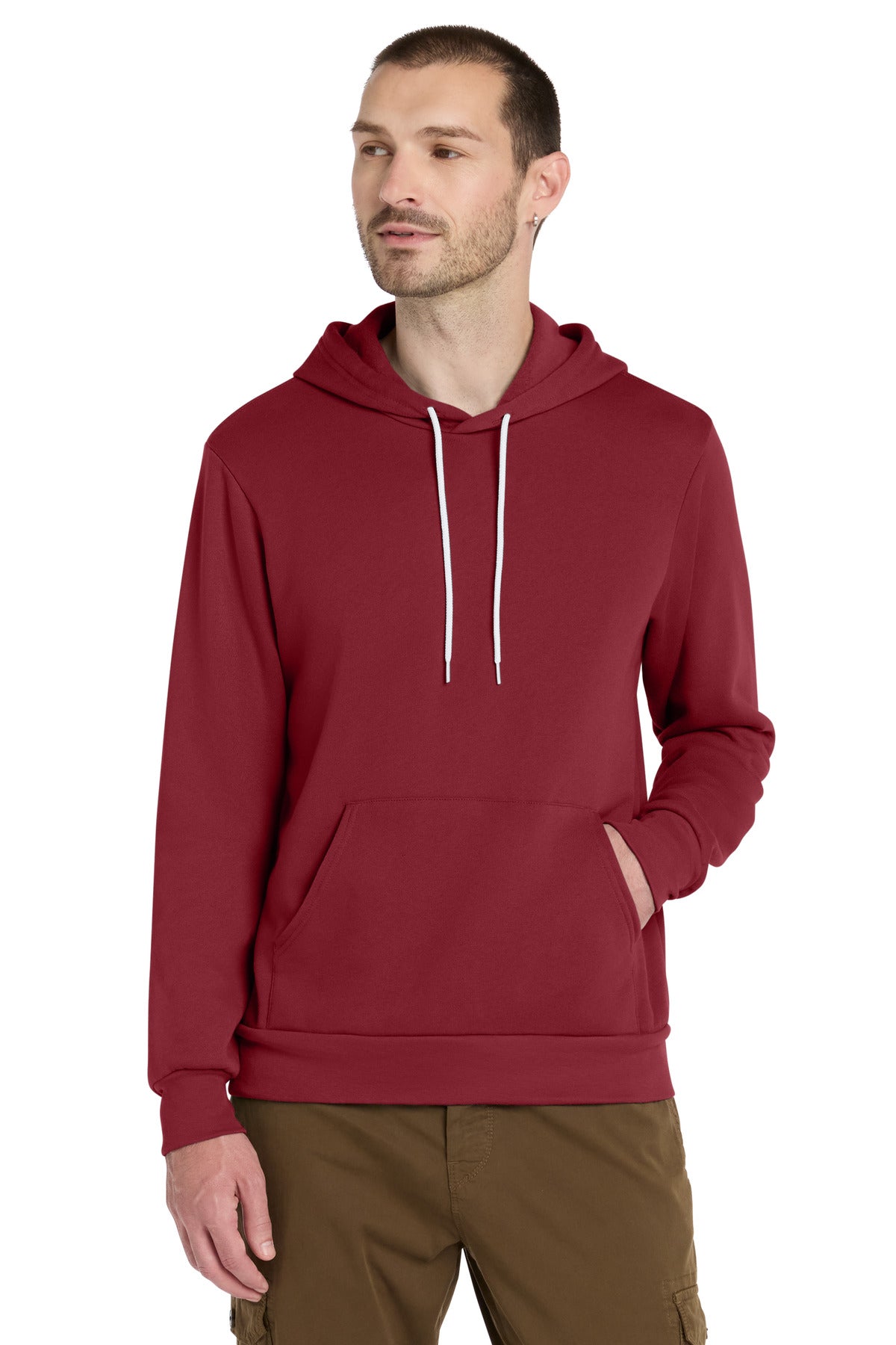 Custom logo BELLA+CANVAS ® Unisex Sponge Fleece Pullover Hoodie. BC3719 in Cardinal