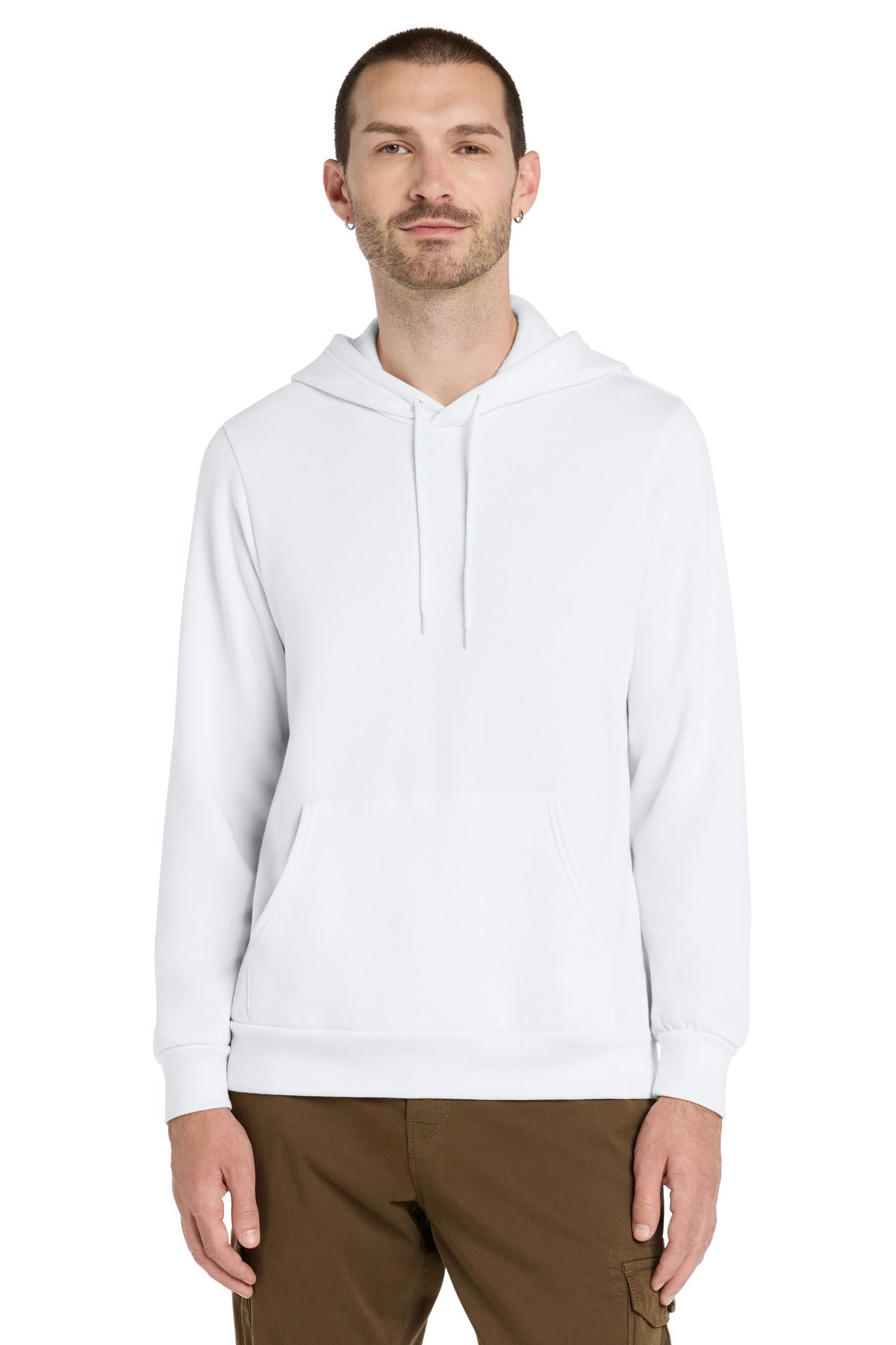 Custom logo BELLA+CANVAS ® Unisex Sponge Fleece Pullover Hoodie. BC3719 in DTG White