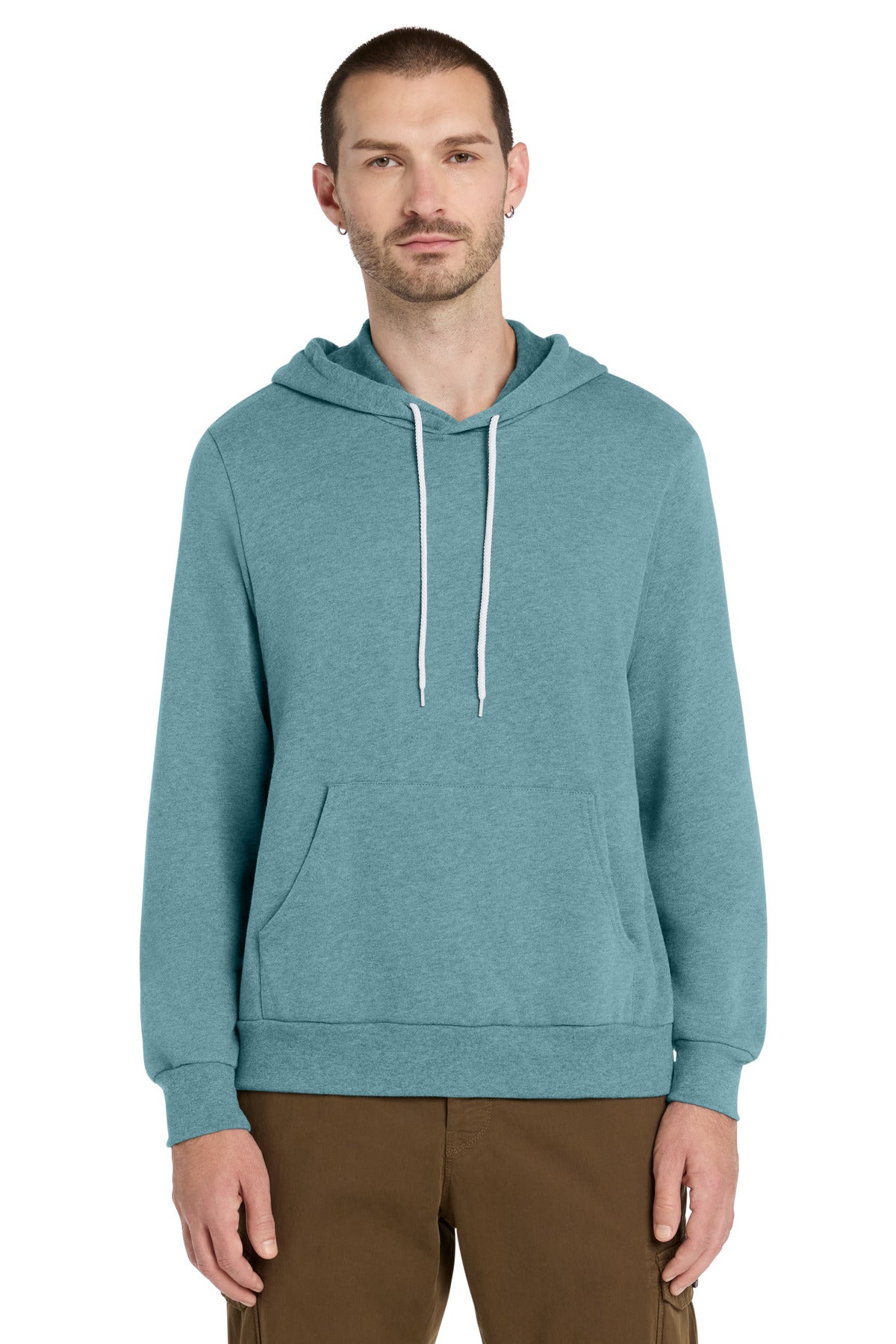 Custom logo BELLA+CANVAS ® Unisex Sponge Fleece Pullover Hoodie. BC3719 in Heather Blue Lagoon