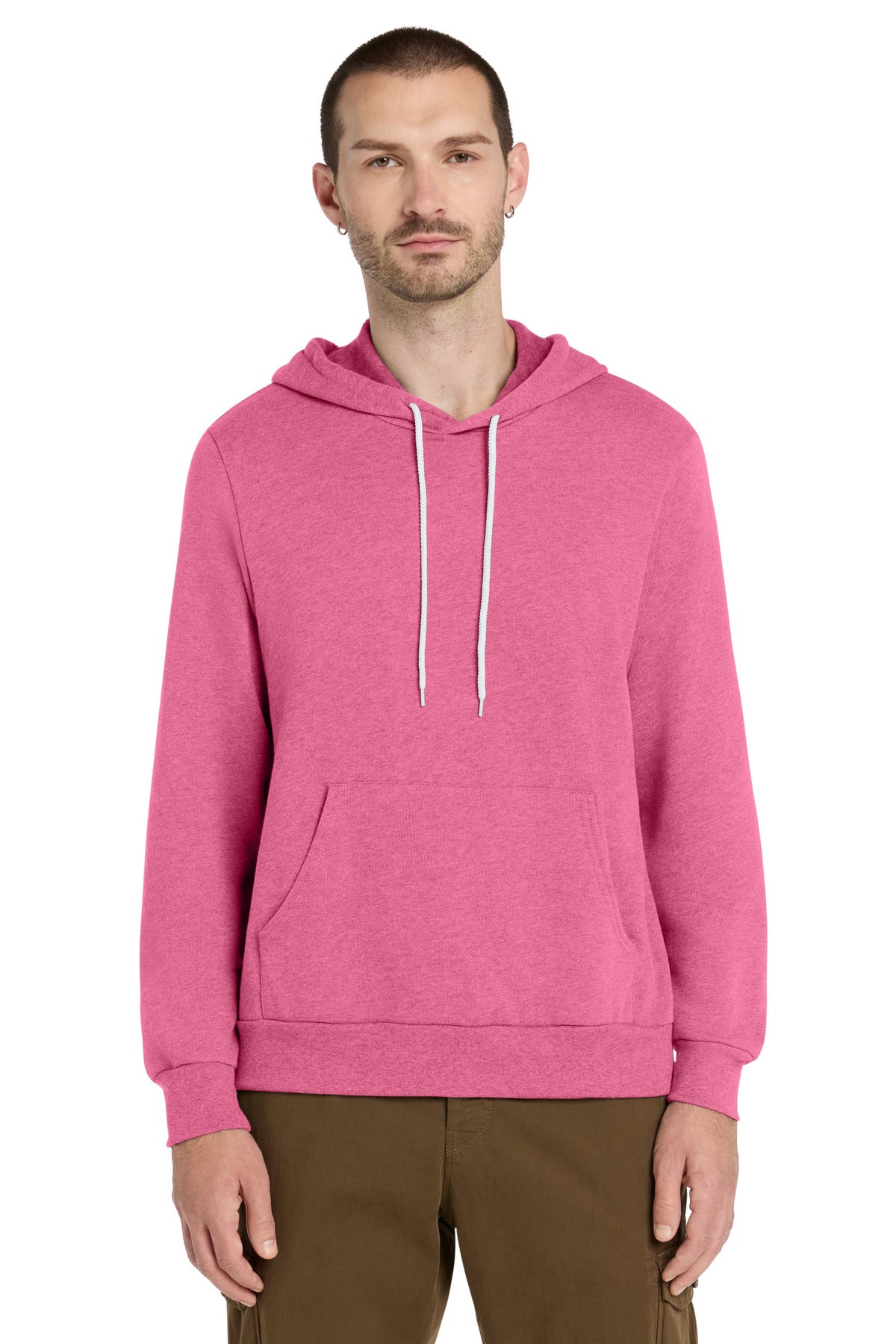 Custom logo BELLA+CANVAS ® Unisex Sponge Fleece Pullover Hoodie. BC3719 in Heather Charity Pink