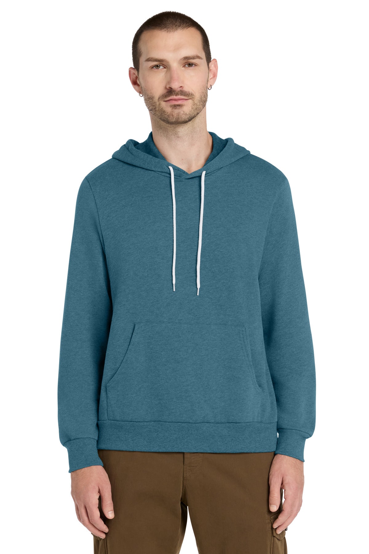 Custom logo BELLA+CANVAS ® Unisex Sponge Fleece Pullover Hoodie. BC3719 in Heather Deep Teal