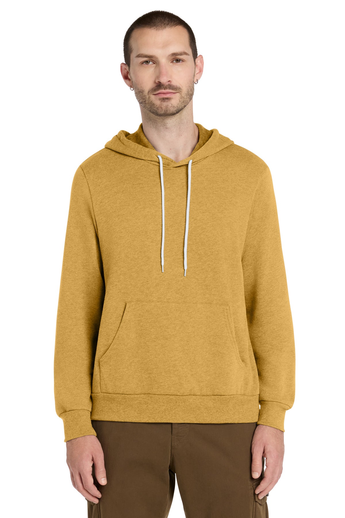 Custom logo BELLA+CANVAS ® Unisex Sponge Fleece Pullover Hoodie. BC3719 in Heather Mustard