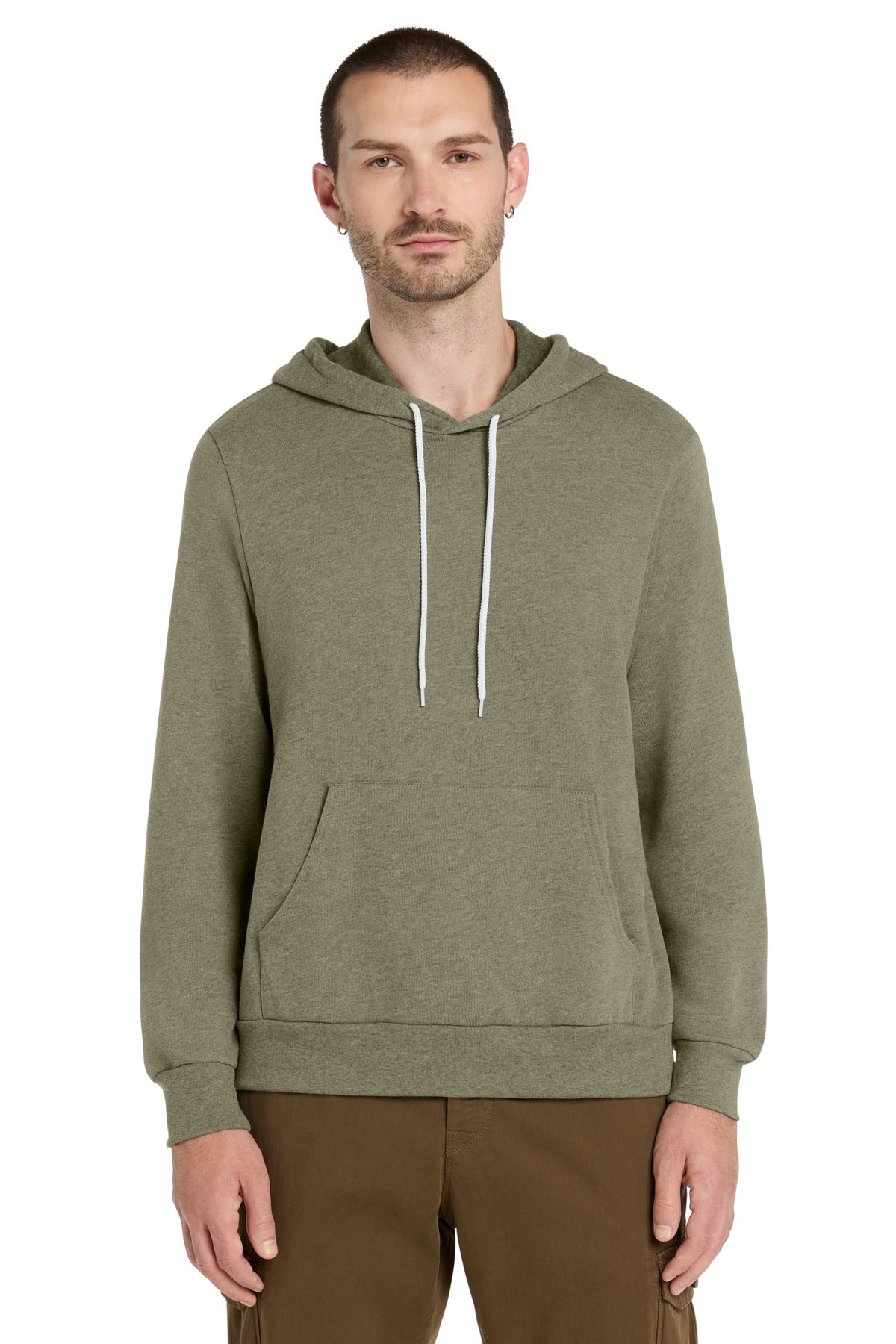 Custom logo BELLA+CANVAS ® Unisex Sponge Fleece Pullover Hoodie. BC3719 in Heather Olive