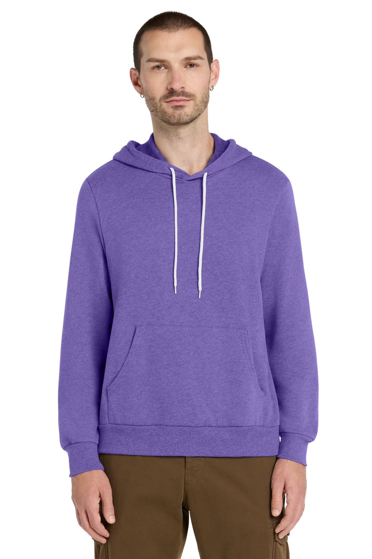 Custom logo BELLA+CANVAS ® Unisex Sponge Fleece Pullover Hoodie. BC3719 in Heather Team Purple