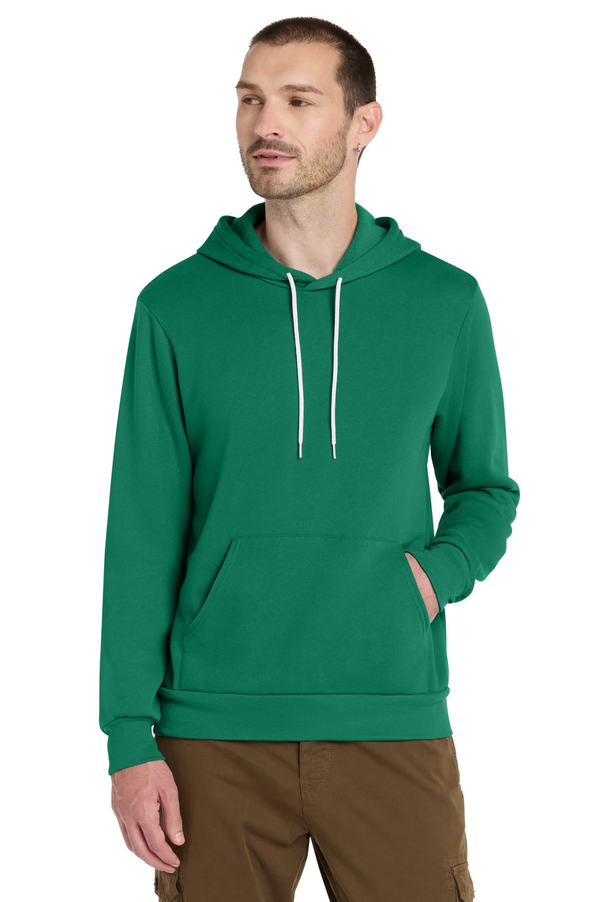 Custom logo BELLA+CANVAS ® Unisex Sponge Fleece Pullover Hoodie. BC3719 in Kelly