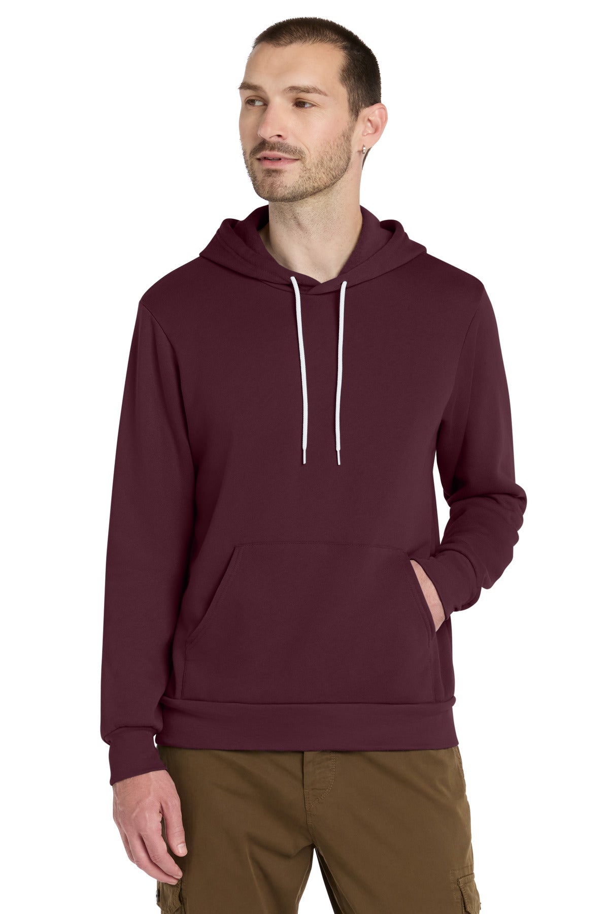 Custom logo BELLA+CANVAS ® Unisex Sponge Fleece Pullover Hoodie. BC3719 in Maroon