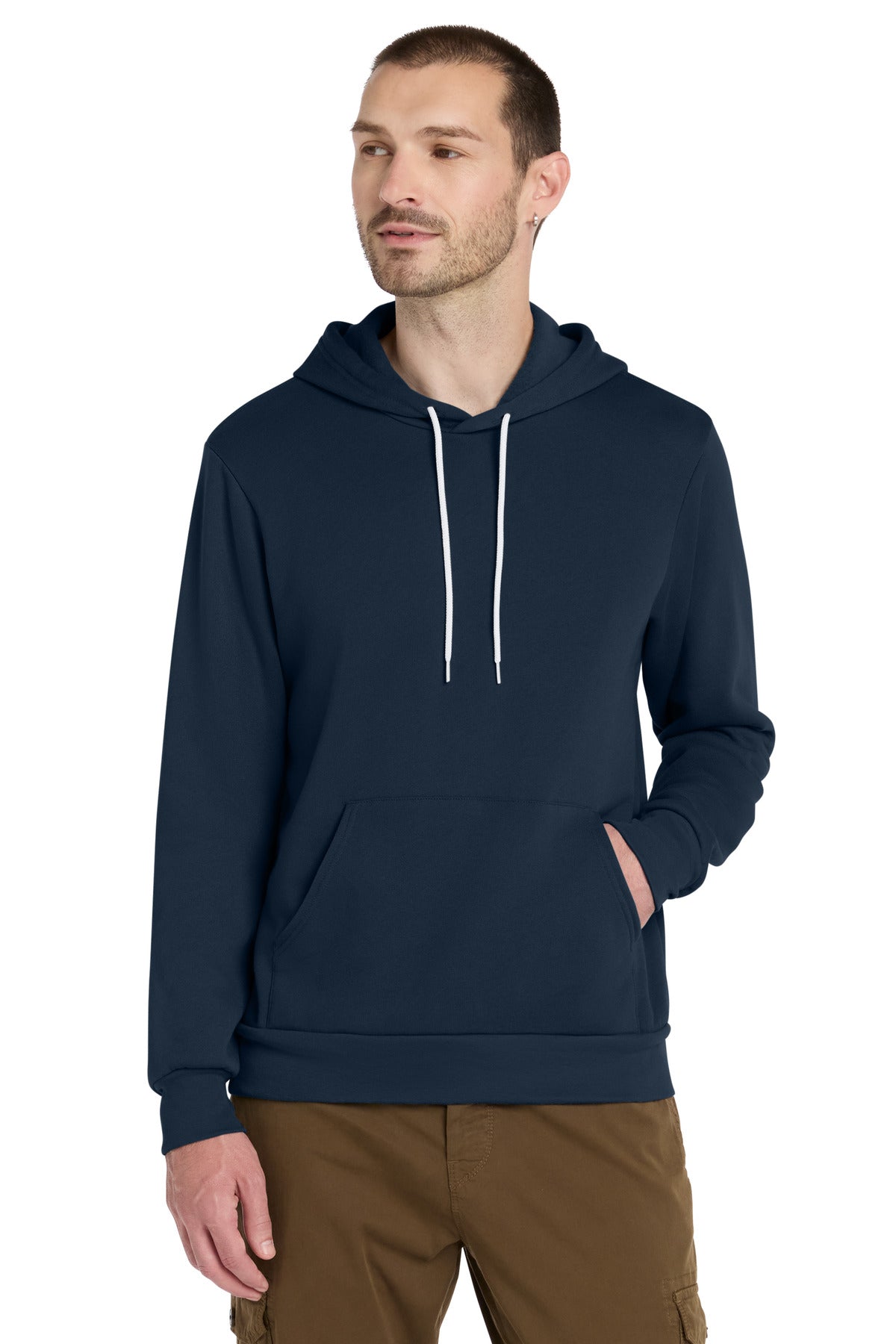 Custom logo BELLA+CANVAS ® Unisex Sponge Fleece Pullover Hoodie. BC3719 in Navy